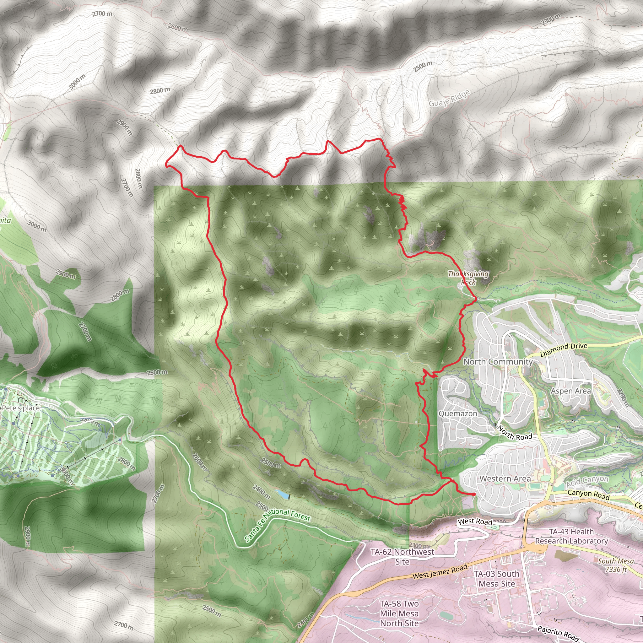 Cave of the Winds, Guaje Ridge and Old Mitchell Loop Trail mobile static map