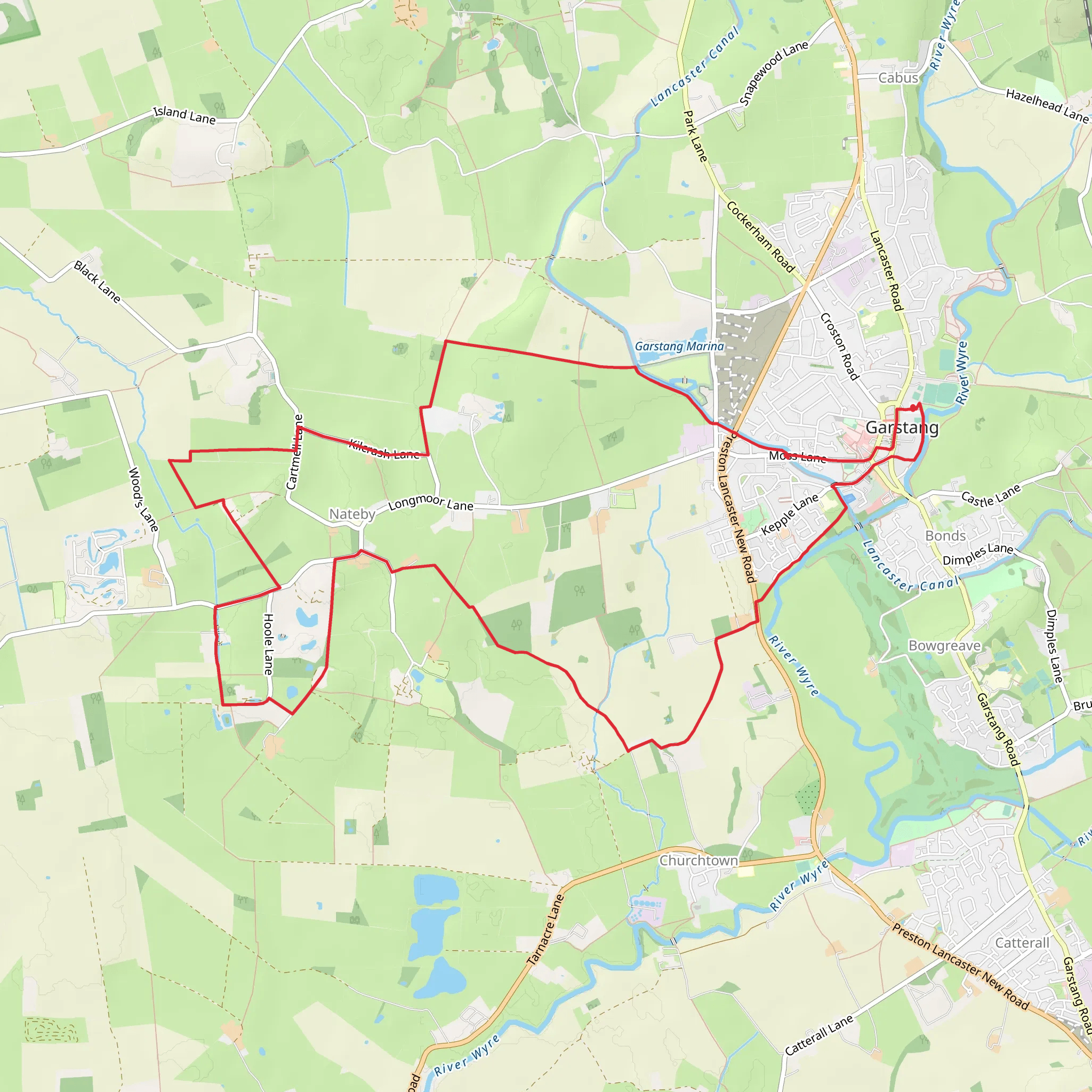 Garstang to Nateby Loop mobile static map