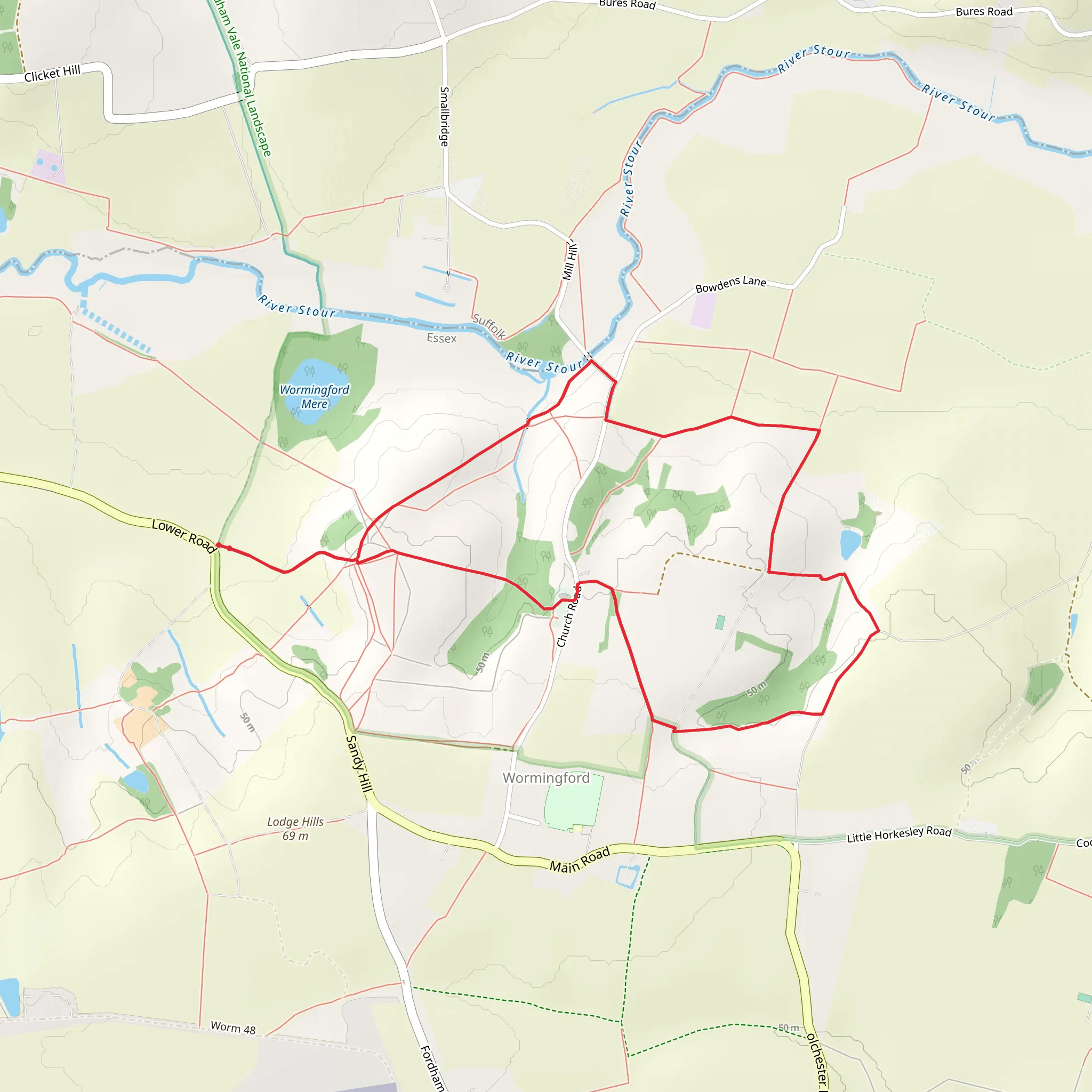 Wormingford Park Loop mobile static map