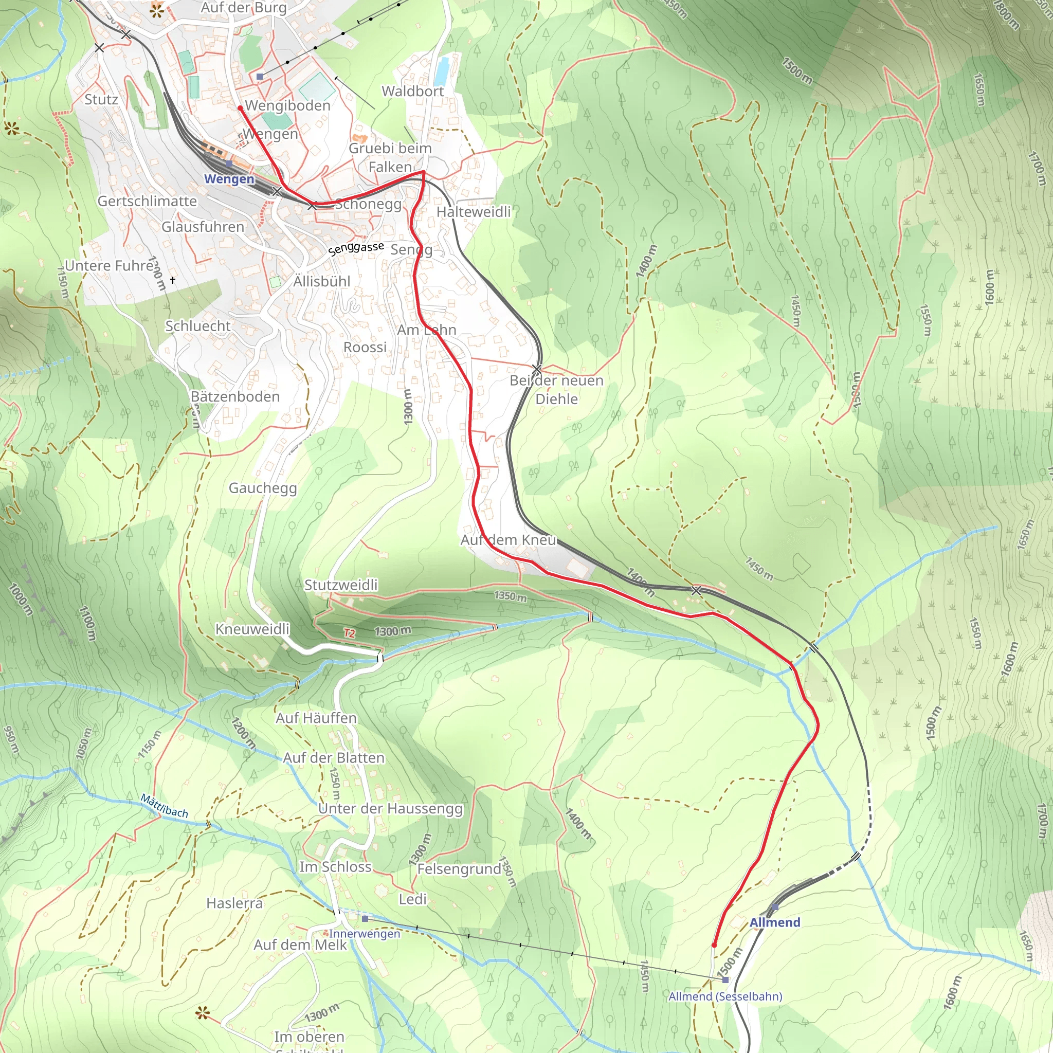 Wengen - Leiterhorn - Spätenalp - Burglauenen No 44 mobile static map
