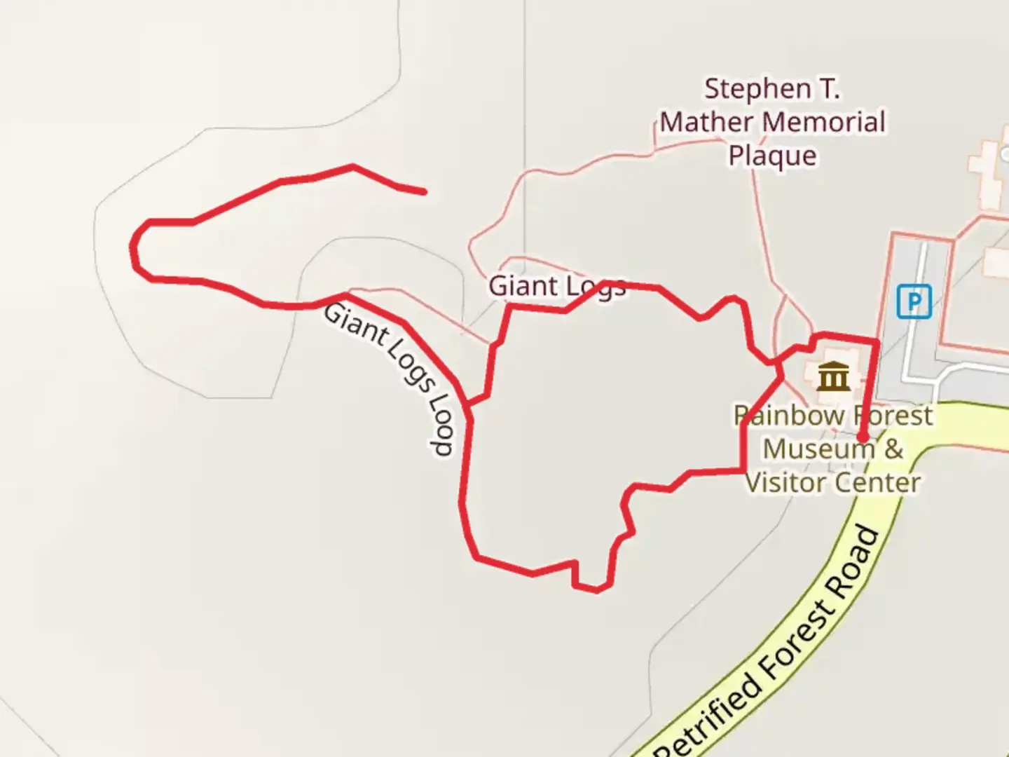 An image depicting the trail Giant Logs Loop and its surrounding area.