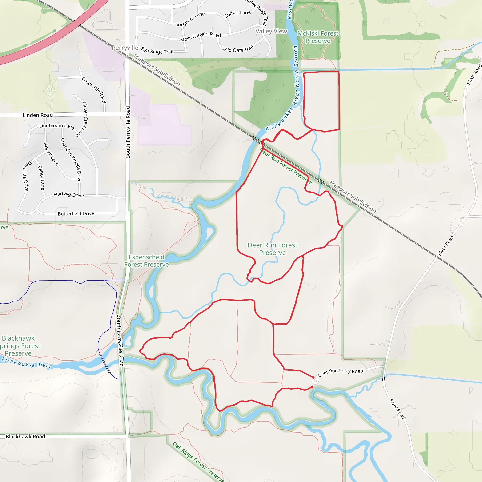 Red, Green and Blue Loop Path mobile static map