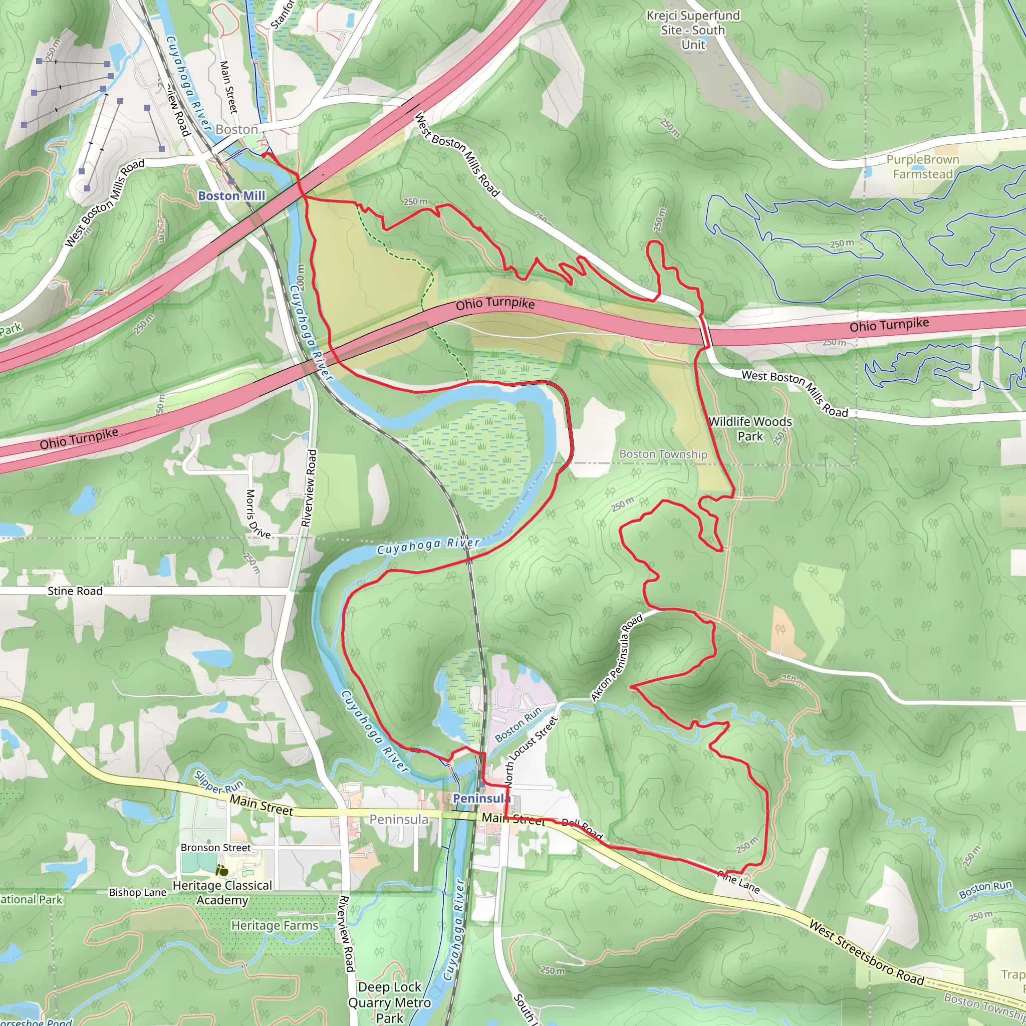 Buckeye Trail and Ohio and Erie Canal Towpath Loop Trail mobile static map