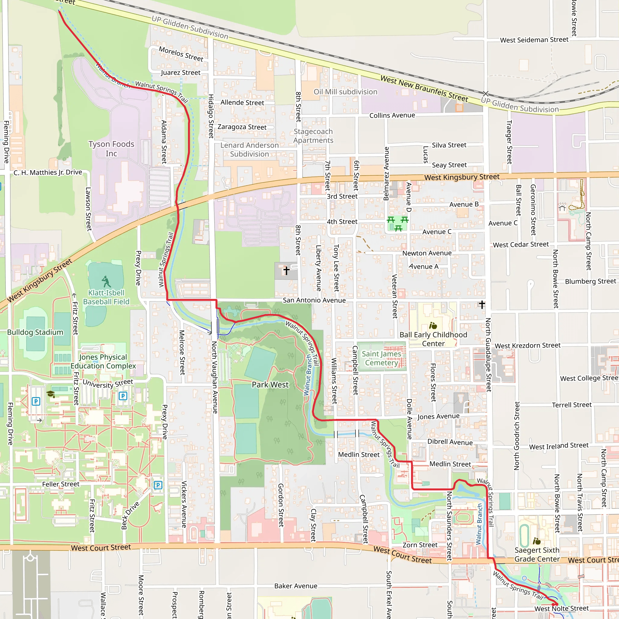 Walnut Springs Trail mobile static map