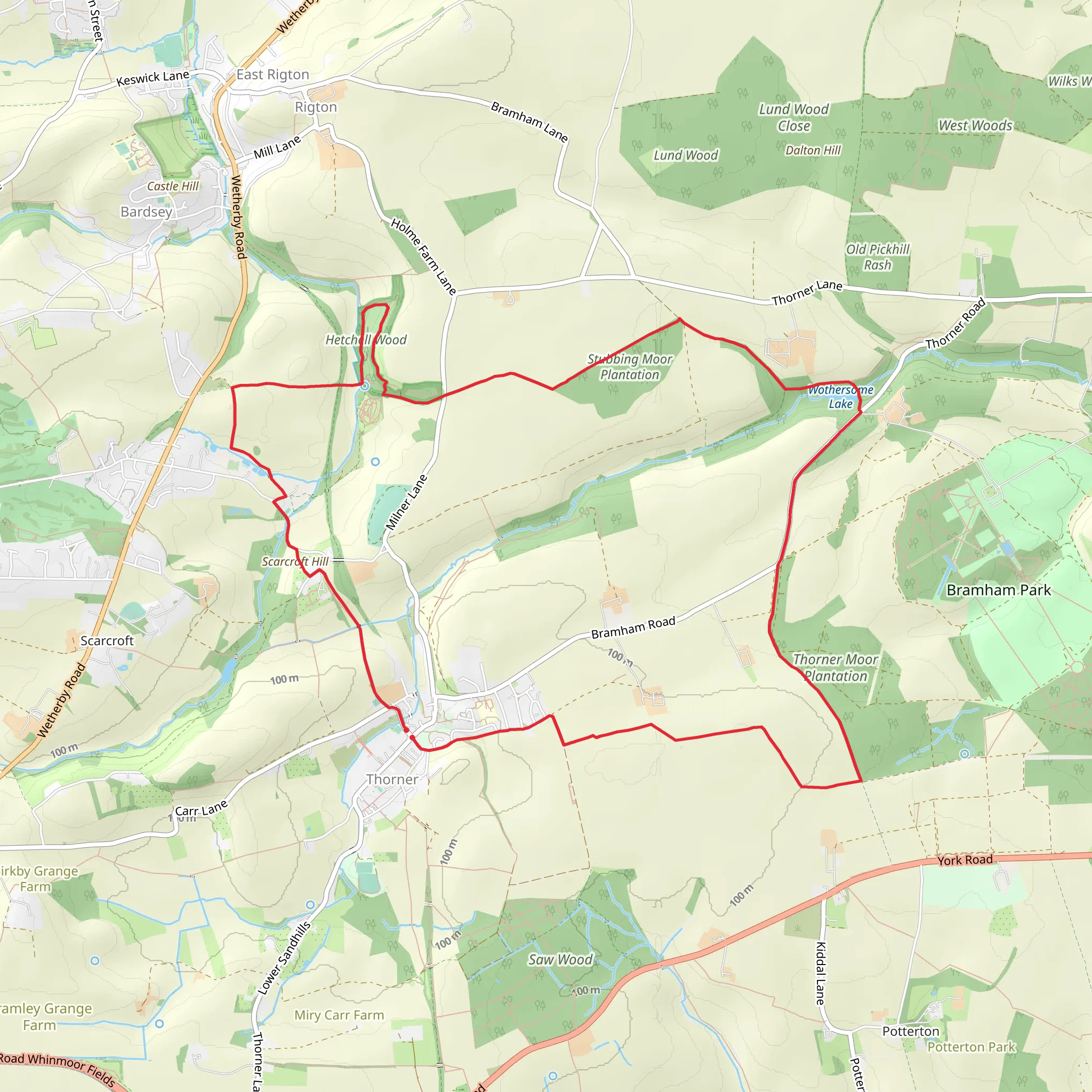 Thorner Moor - Pompocali - Hetchell Crags and Scarcroft Hill mobile static map