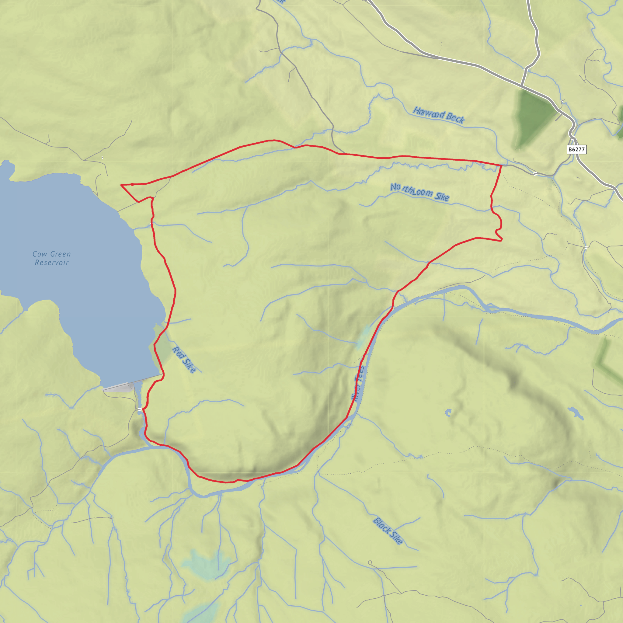 Cow Green and Cauldron Snout Challenging Circular Walk mobile static map