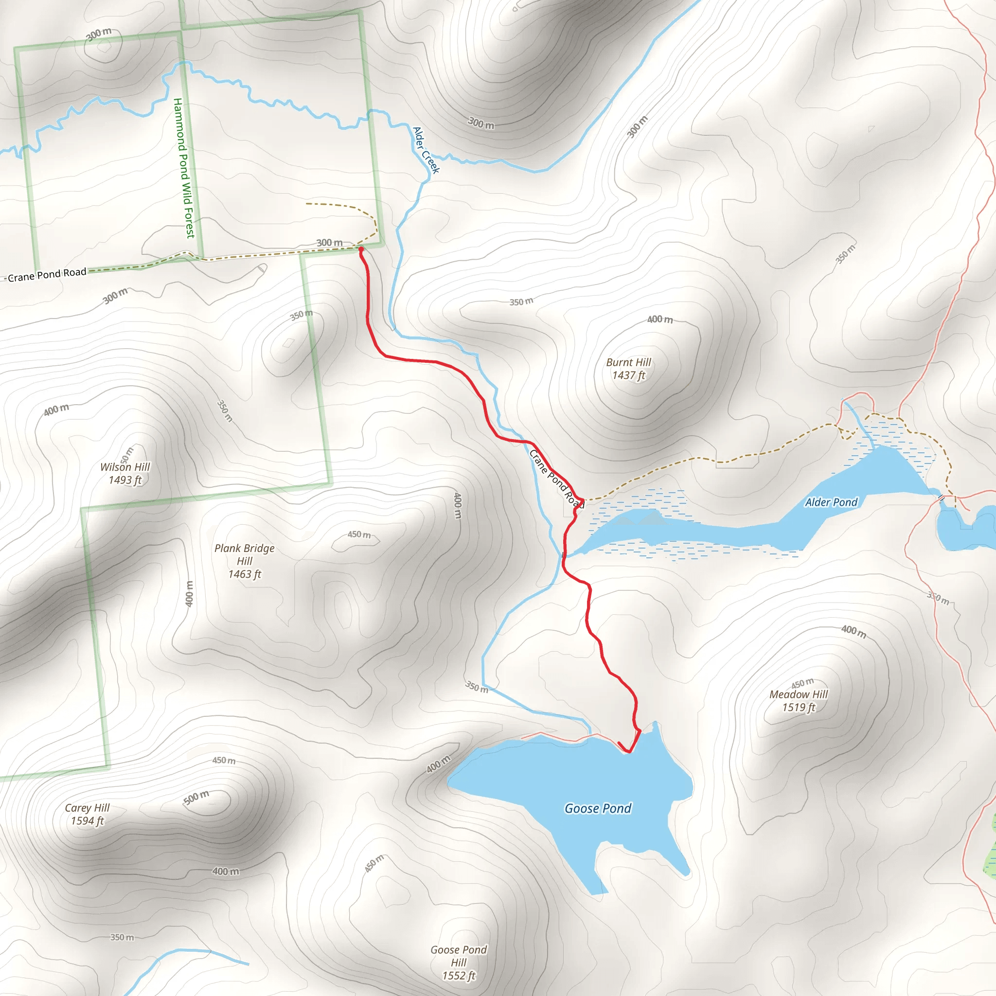 Goose Pond via Alder Creek mobile static map