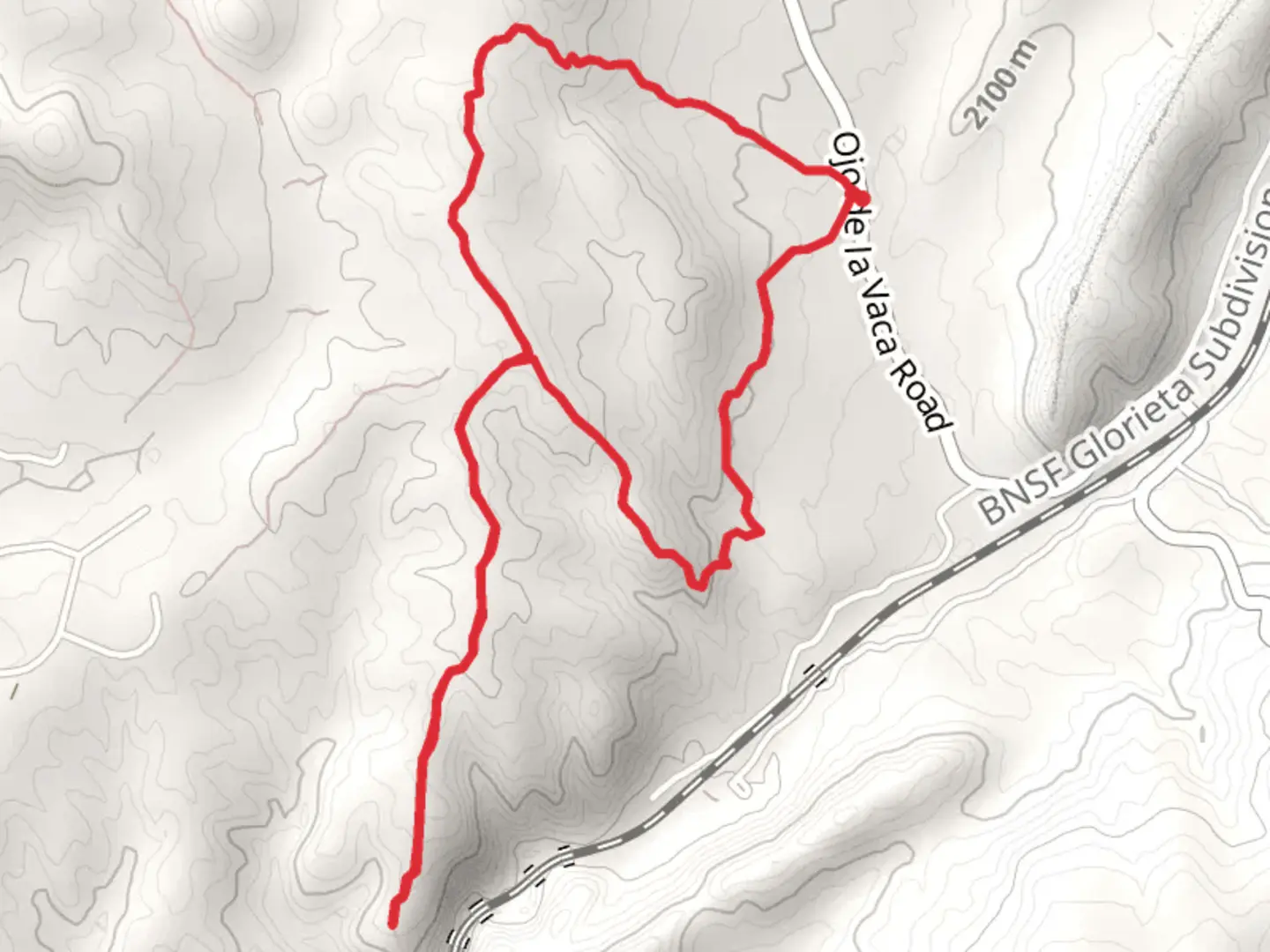 An image depicting the trail Ojo de la Vaca Road Loop and its surrounding area.
