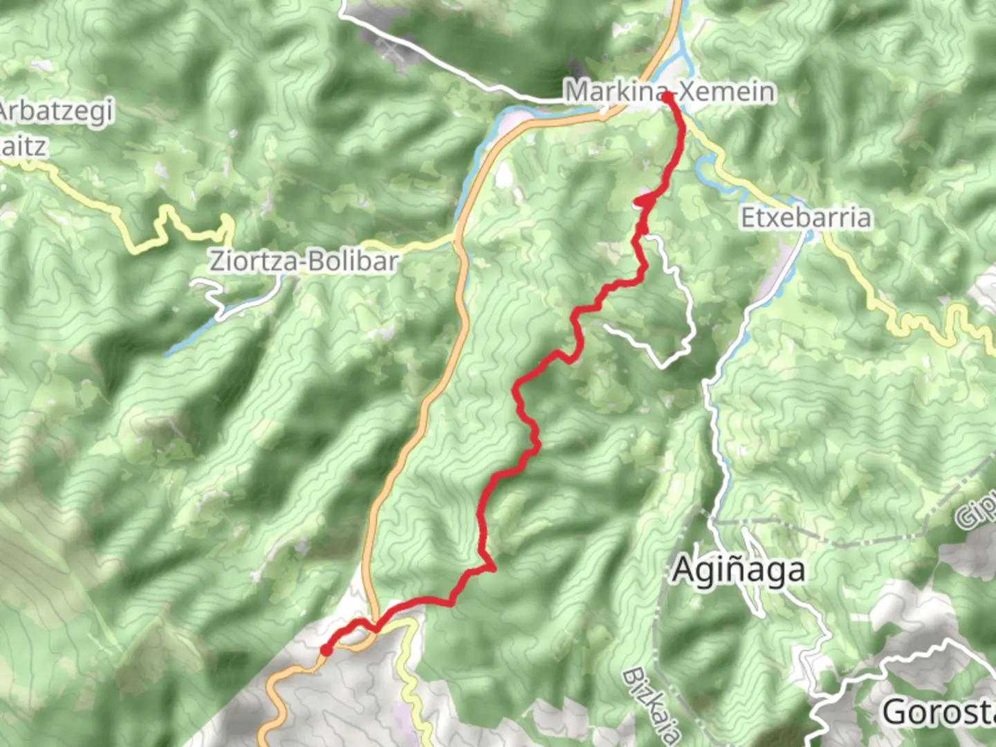 An image depicting the trail Iturrieta and Trabakua Path PR BI 24 and its surrounding area.