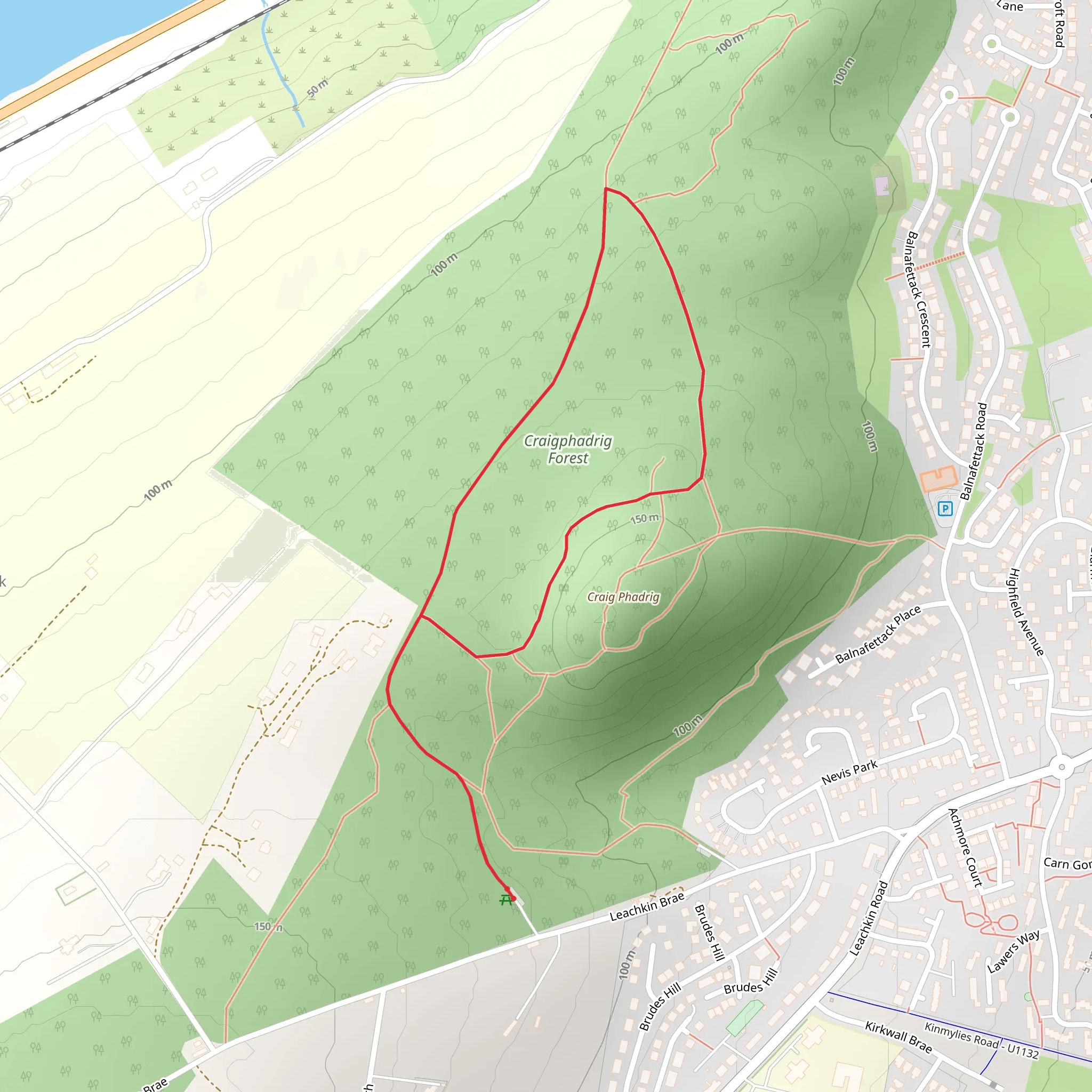 Craig Phadrig Loop Trail mobile static map