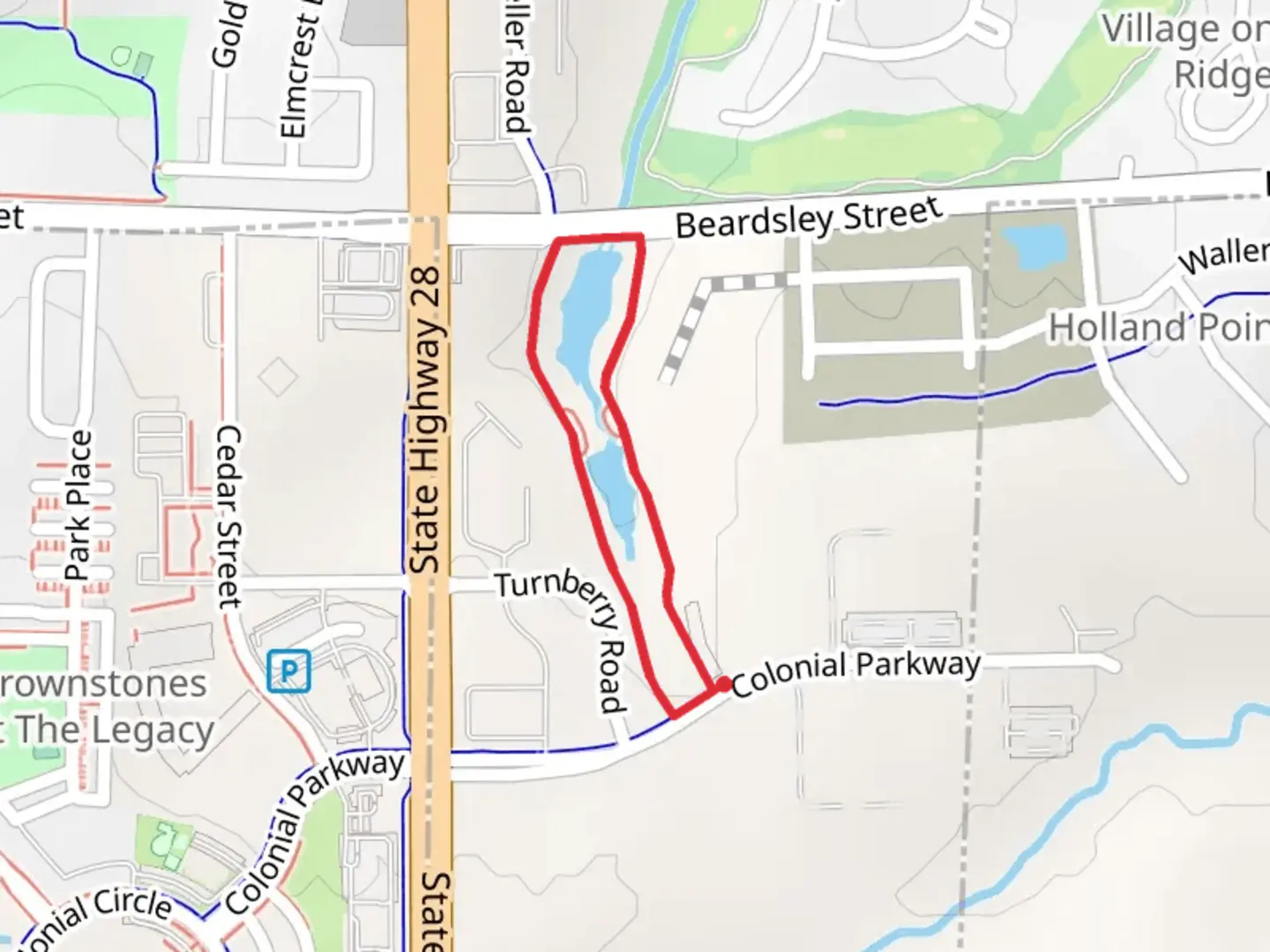 An image depicting the trail Elizabeth Holland Park Loop Trail and its surrounding area.
