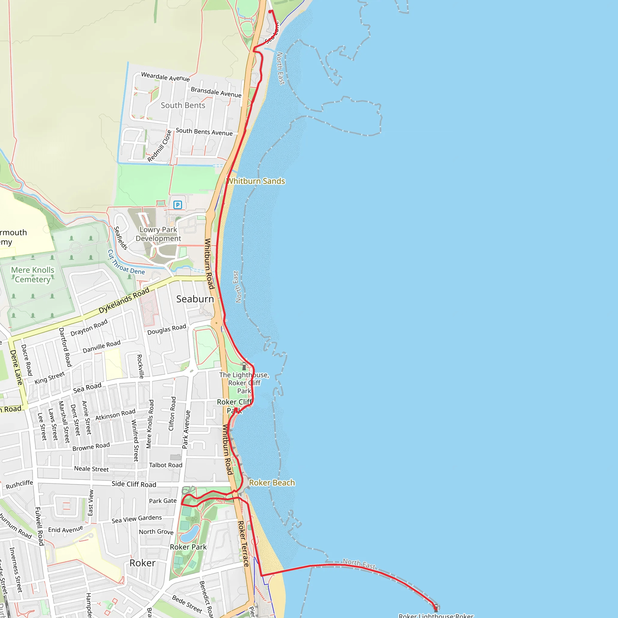 Roker Lighthouse Walk mobile static map