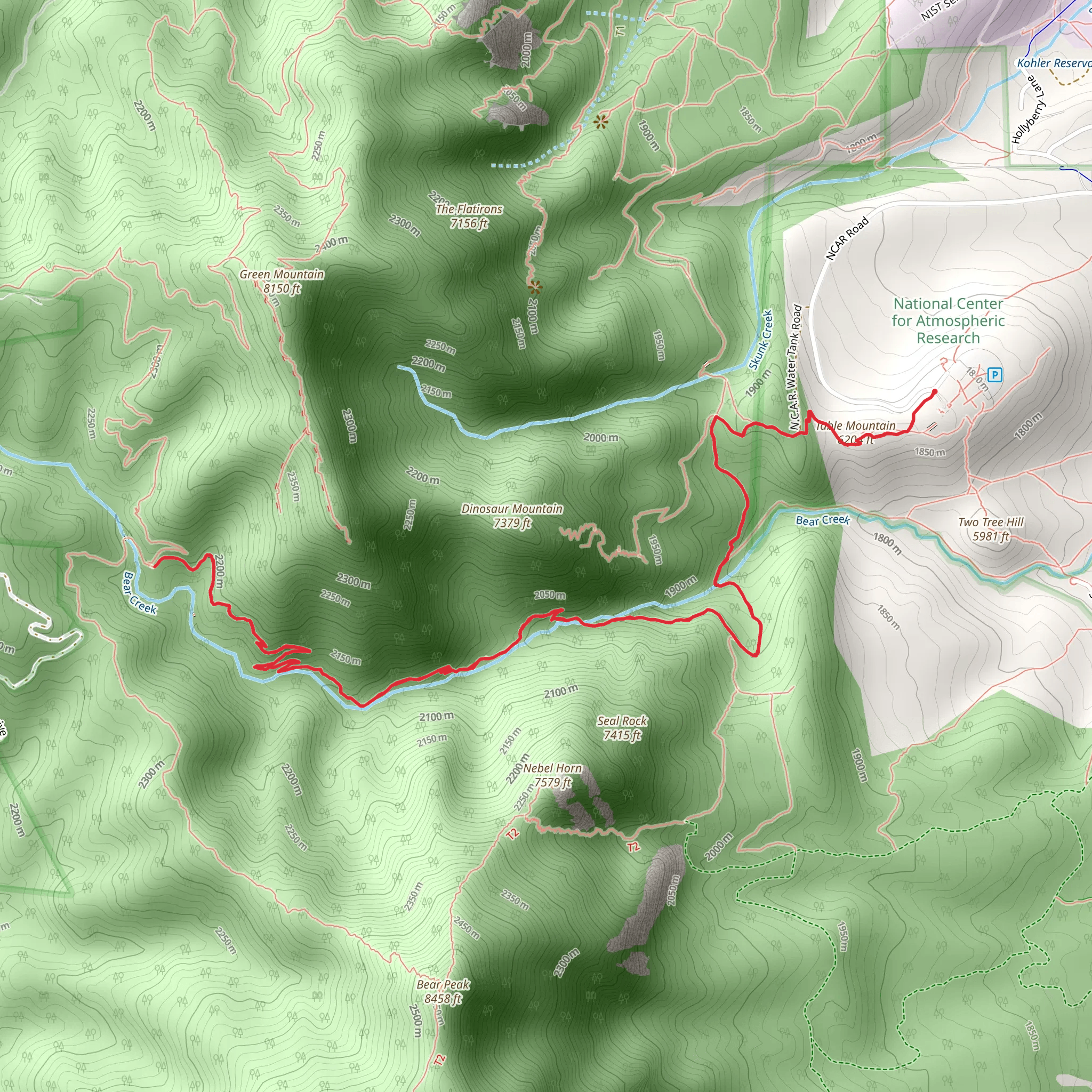 Bear Canyon via Mesa and NCAR Trail mobile static map