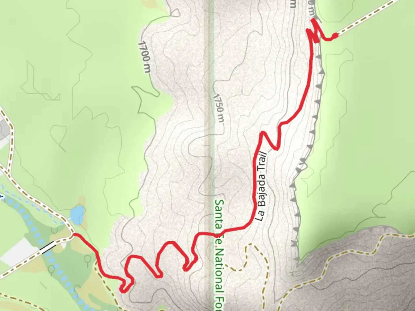 An image depicting the trail La Bajada Trail and its surrounding area.