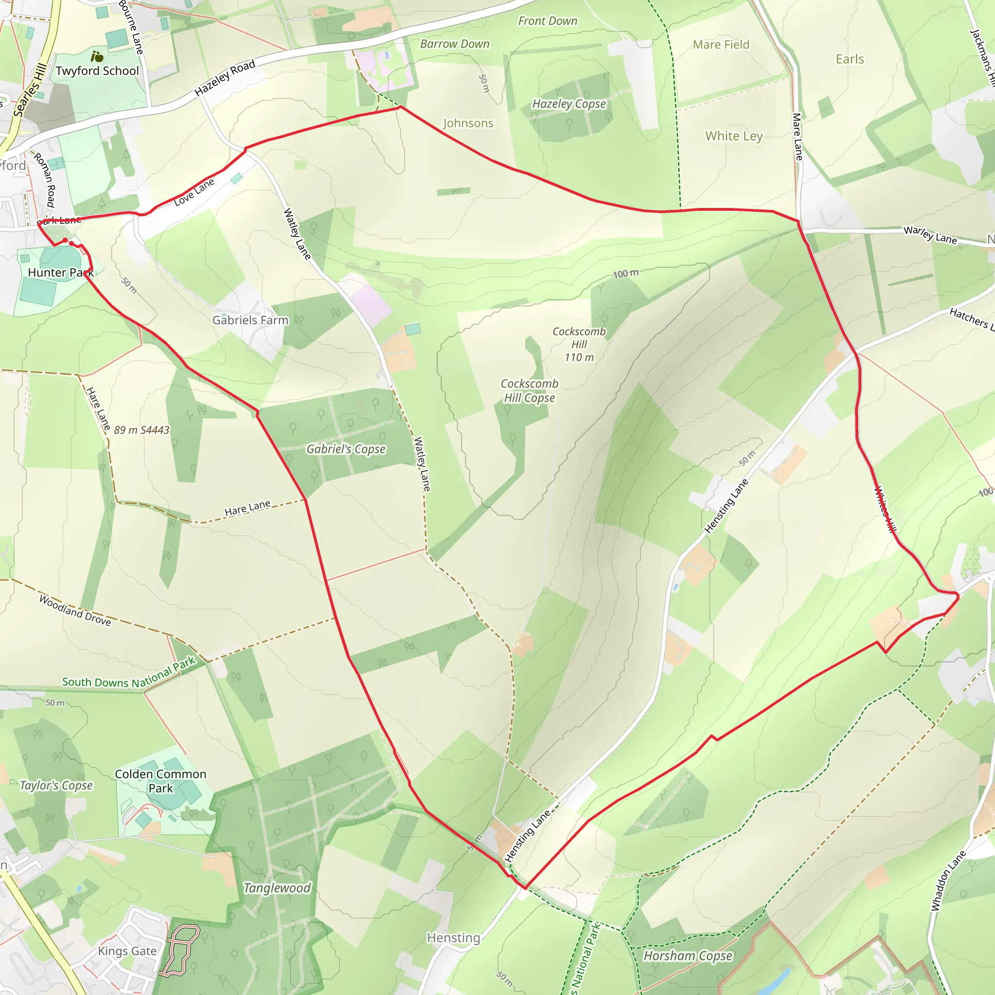 Twyford to Owslebury Loop Walk mobile static map