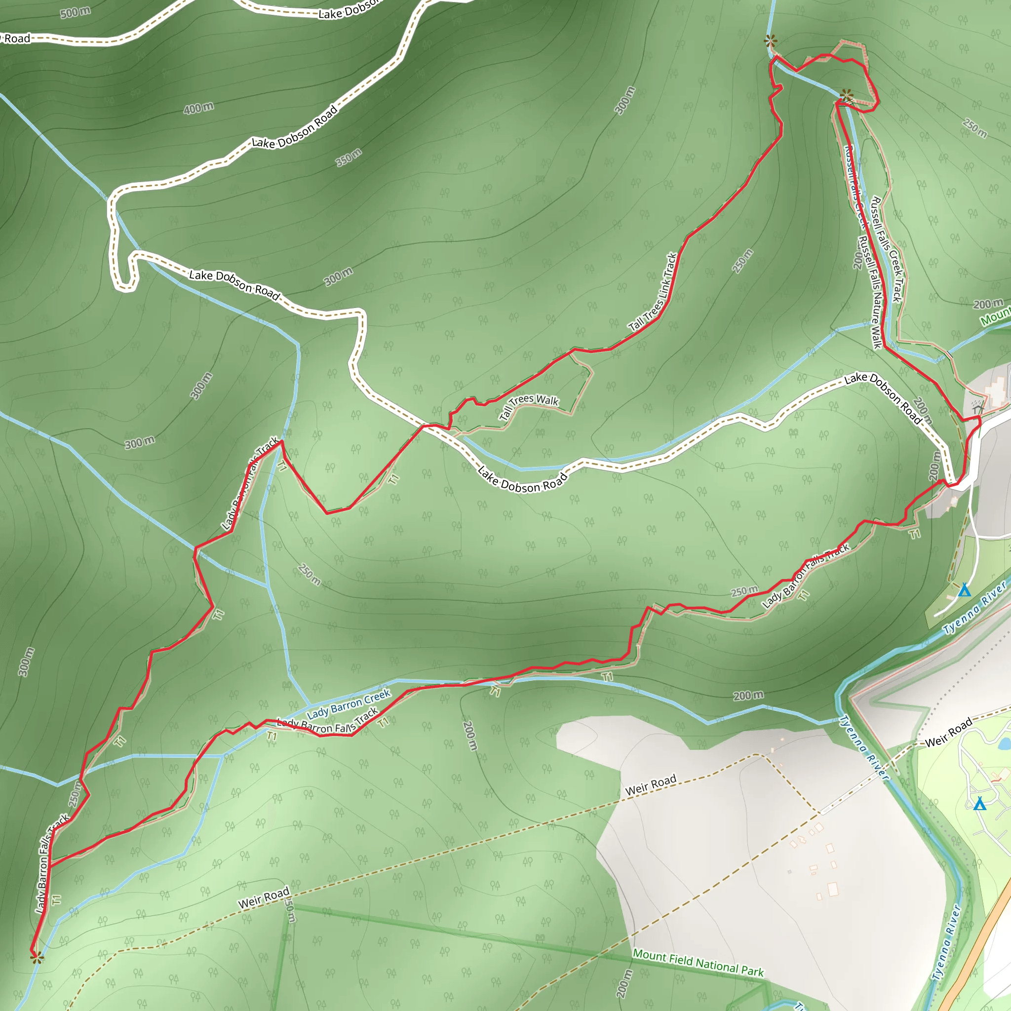Lady Barron Falls Circuit Trail mobile static map