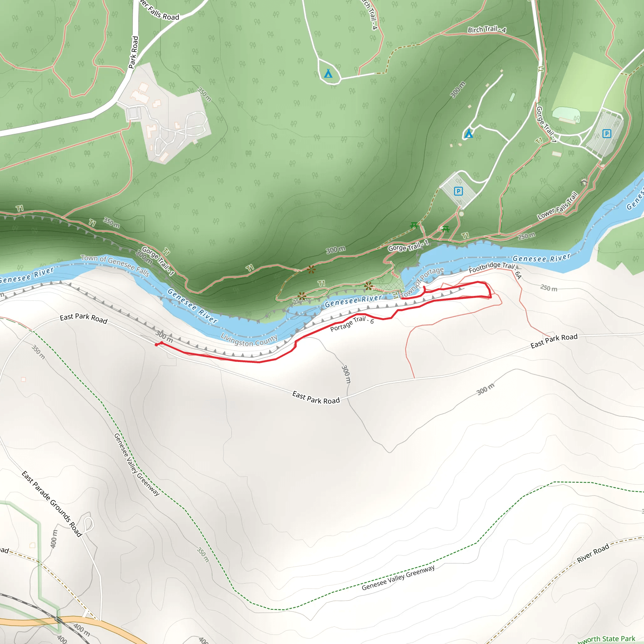 Pedestrian Bridge via Portage Trail mobile static map