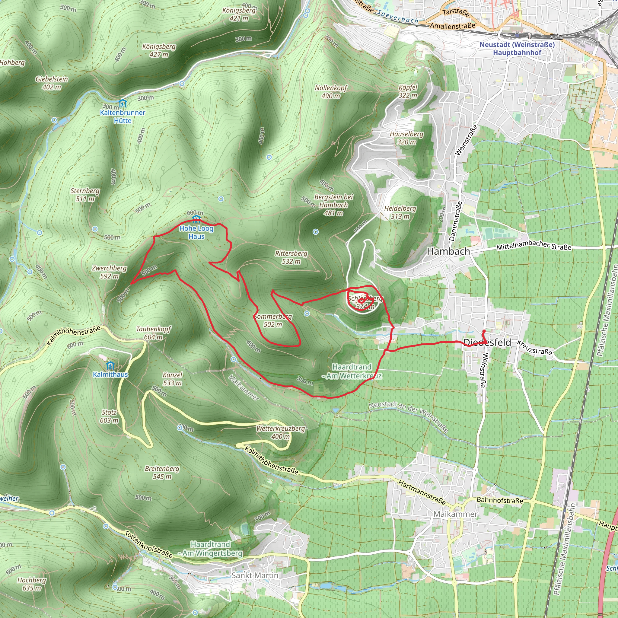 Schlossberg via Paelzer Keschdeweg and Weinspange mobile static map