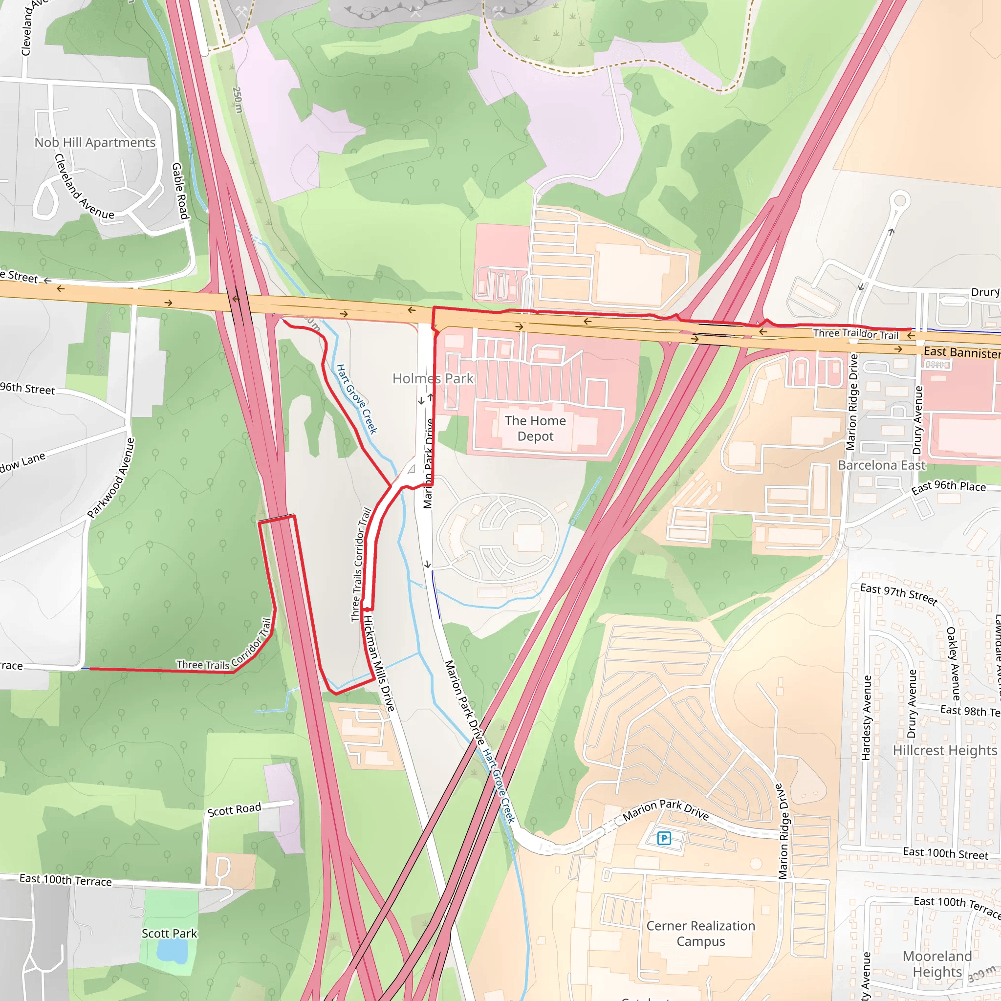 Three Trails Corridor Trail mobile static map
