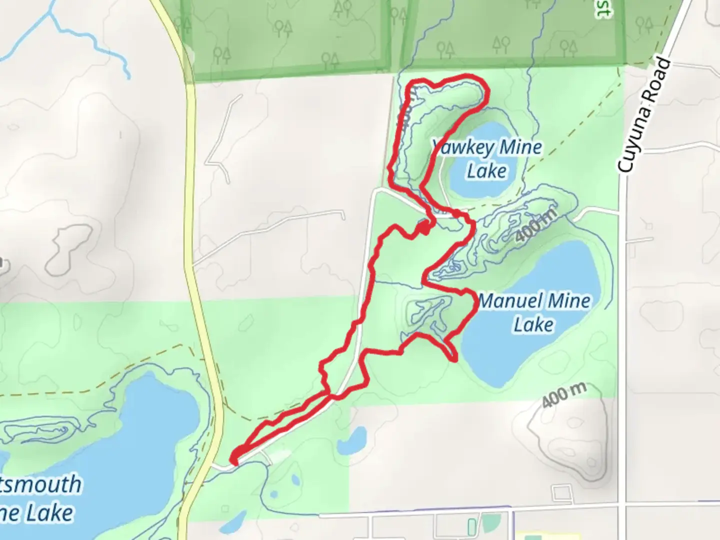 An image depicting the trail Trout, Bobsled and Grizzly Loop and its surrounding area.