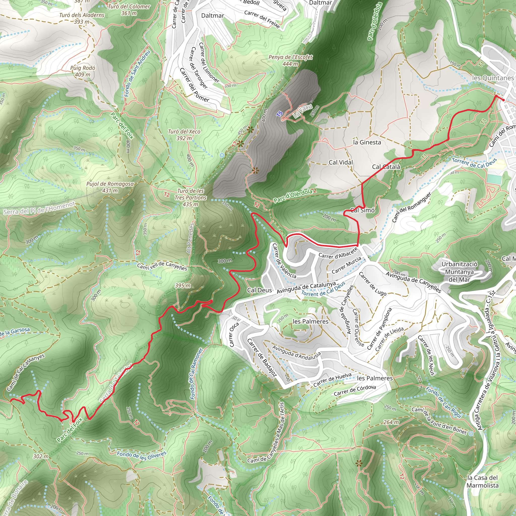 Canyelles - Pla de les Palmeres PR C 143 - 2 mobile static map