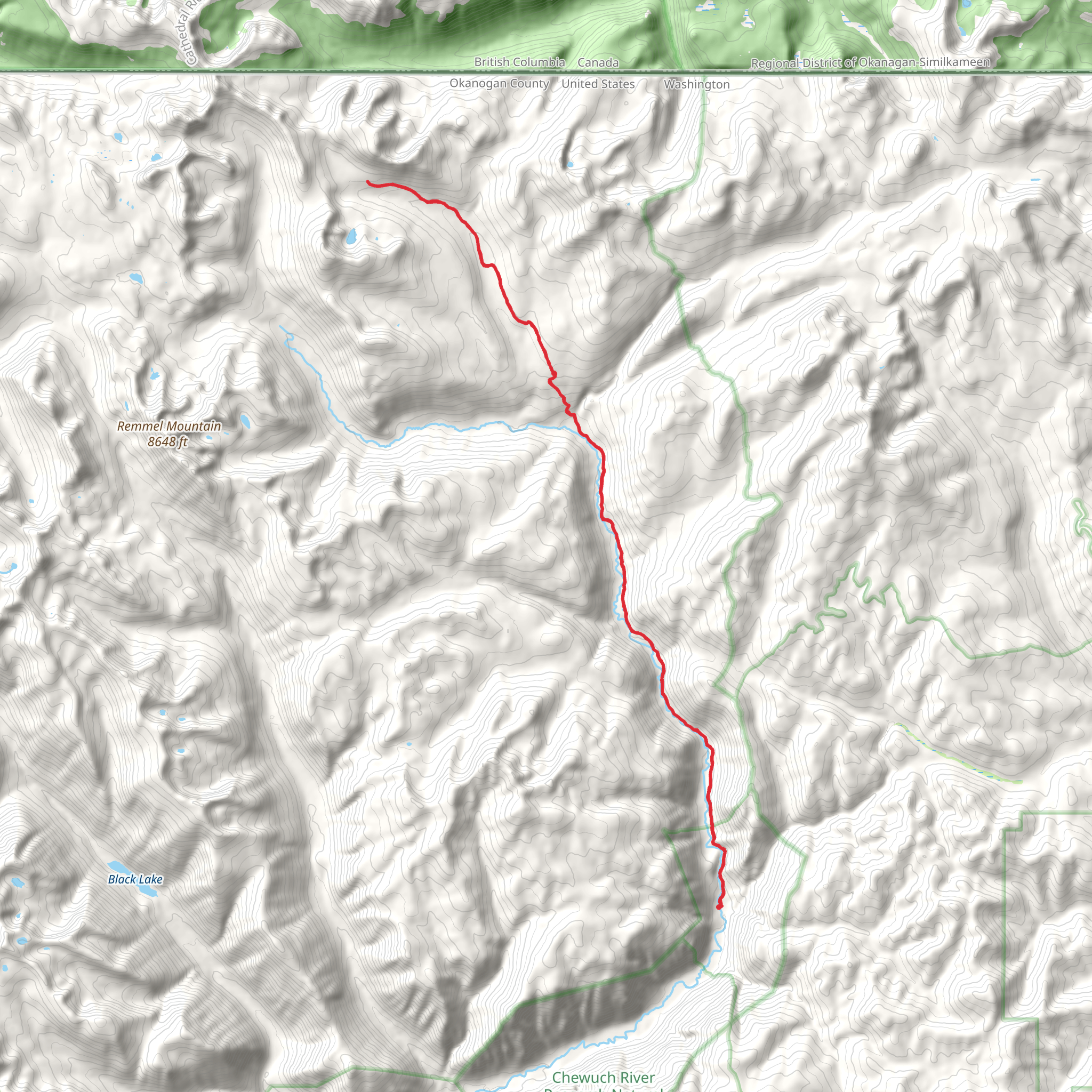 Tungsten Trail via Chewuch Trail mobile static map