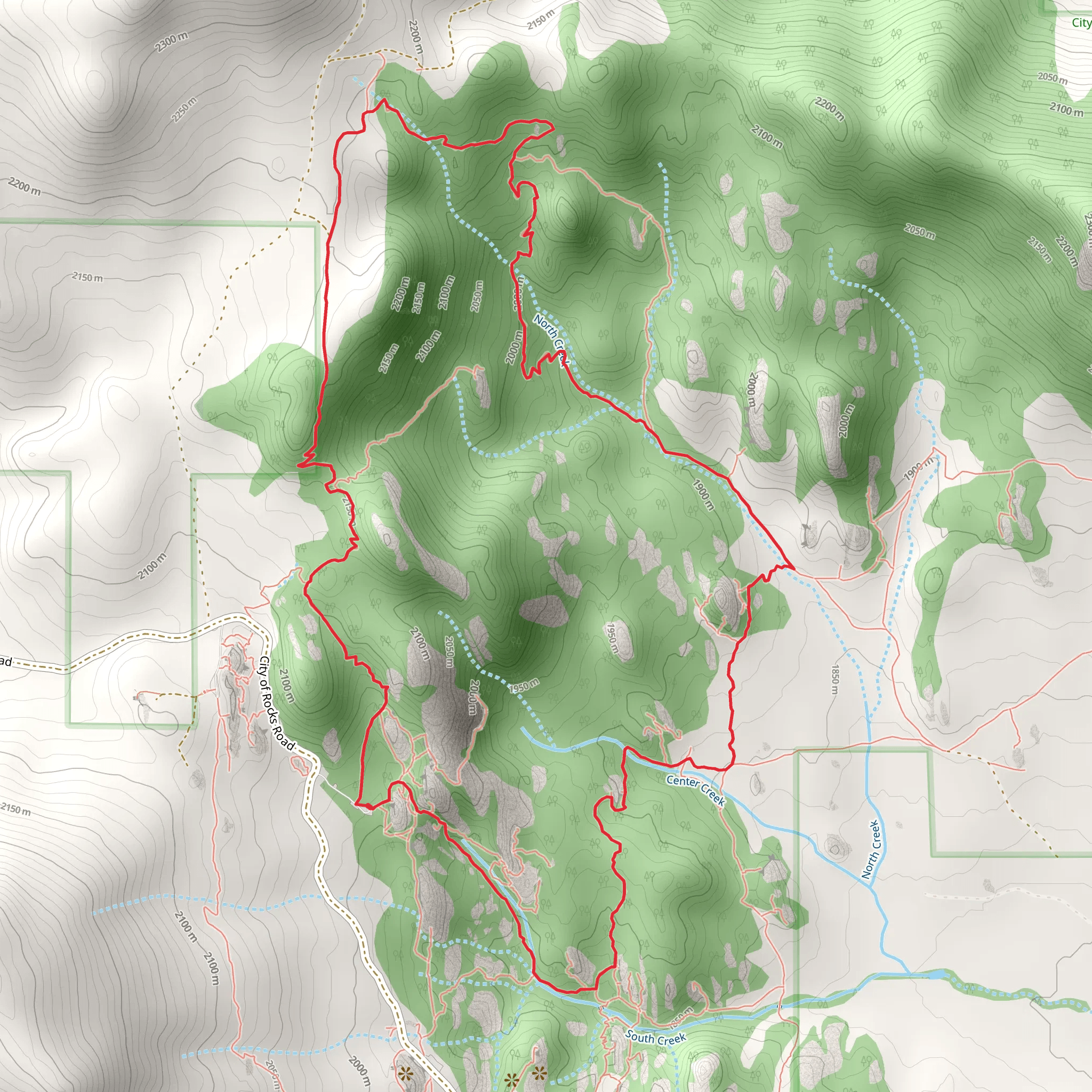 Bumblie Wall and North Fork Circle Creek Loop Trail mobile static map