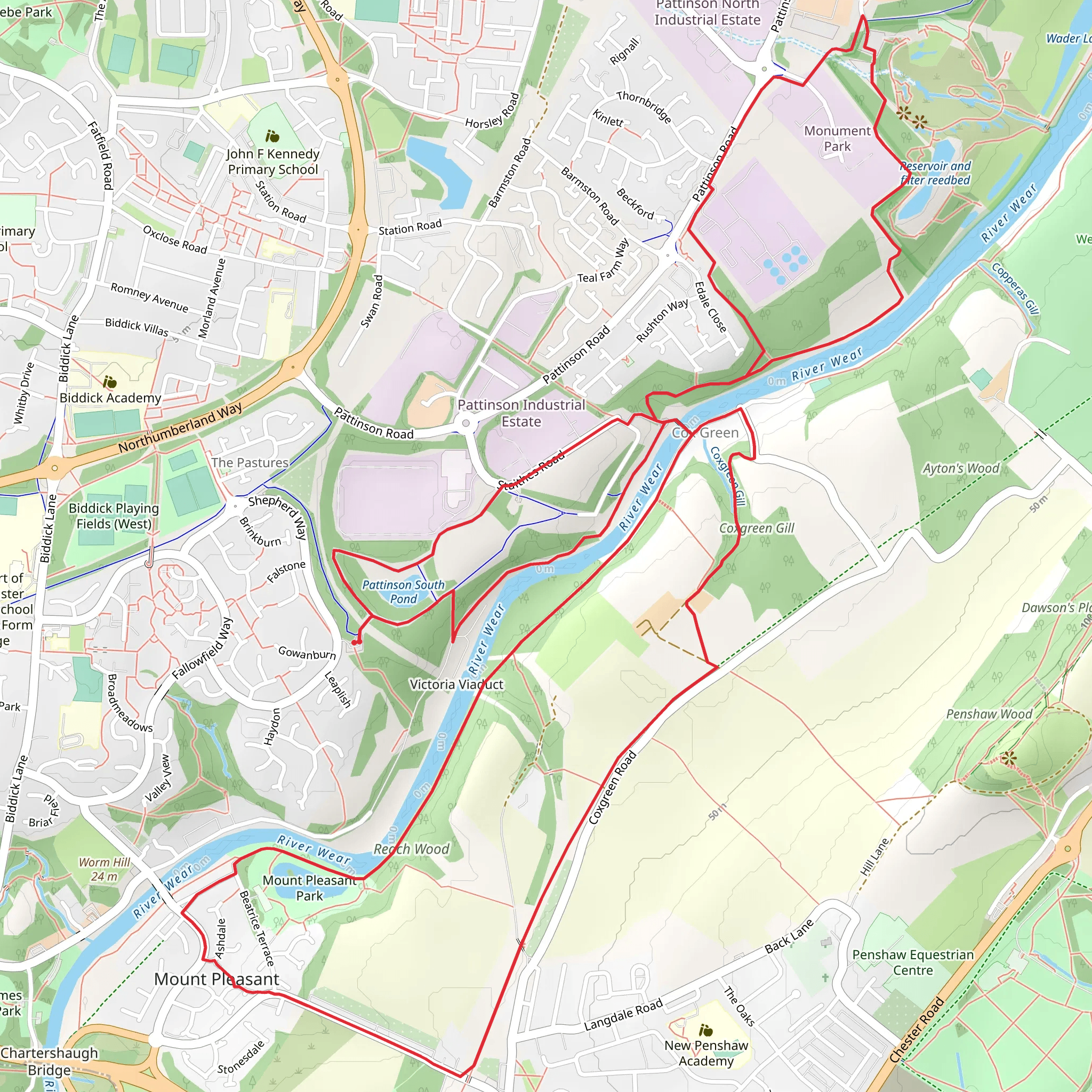 The James Steel Park, Mount Pleasant Park and Coxgreen Gill Loop mobile static map