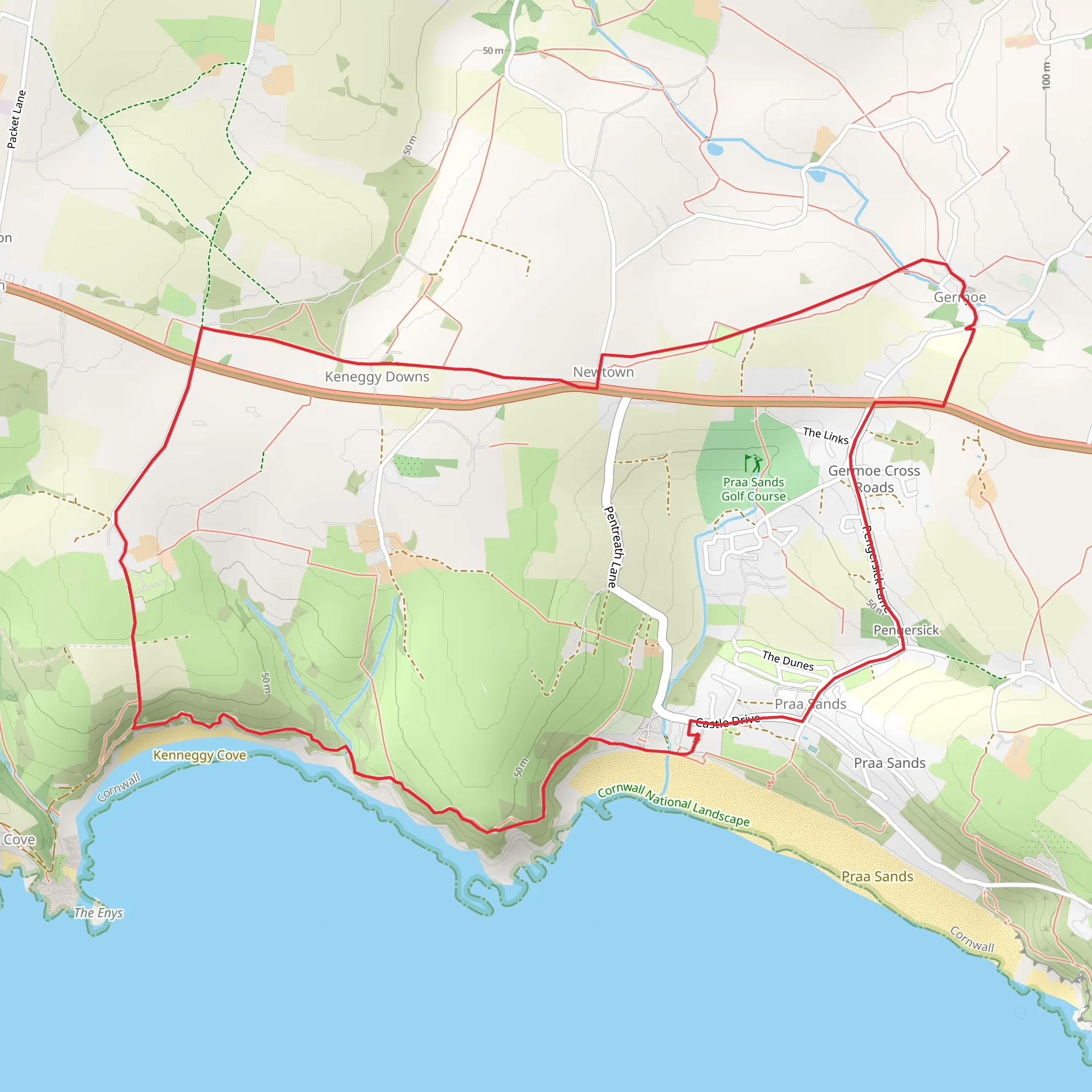 Kenneggy and Greenberry Downs Walk mobile static map