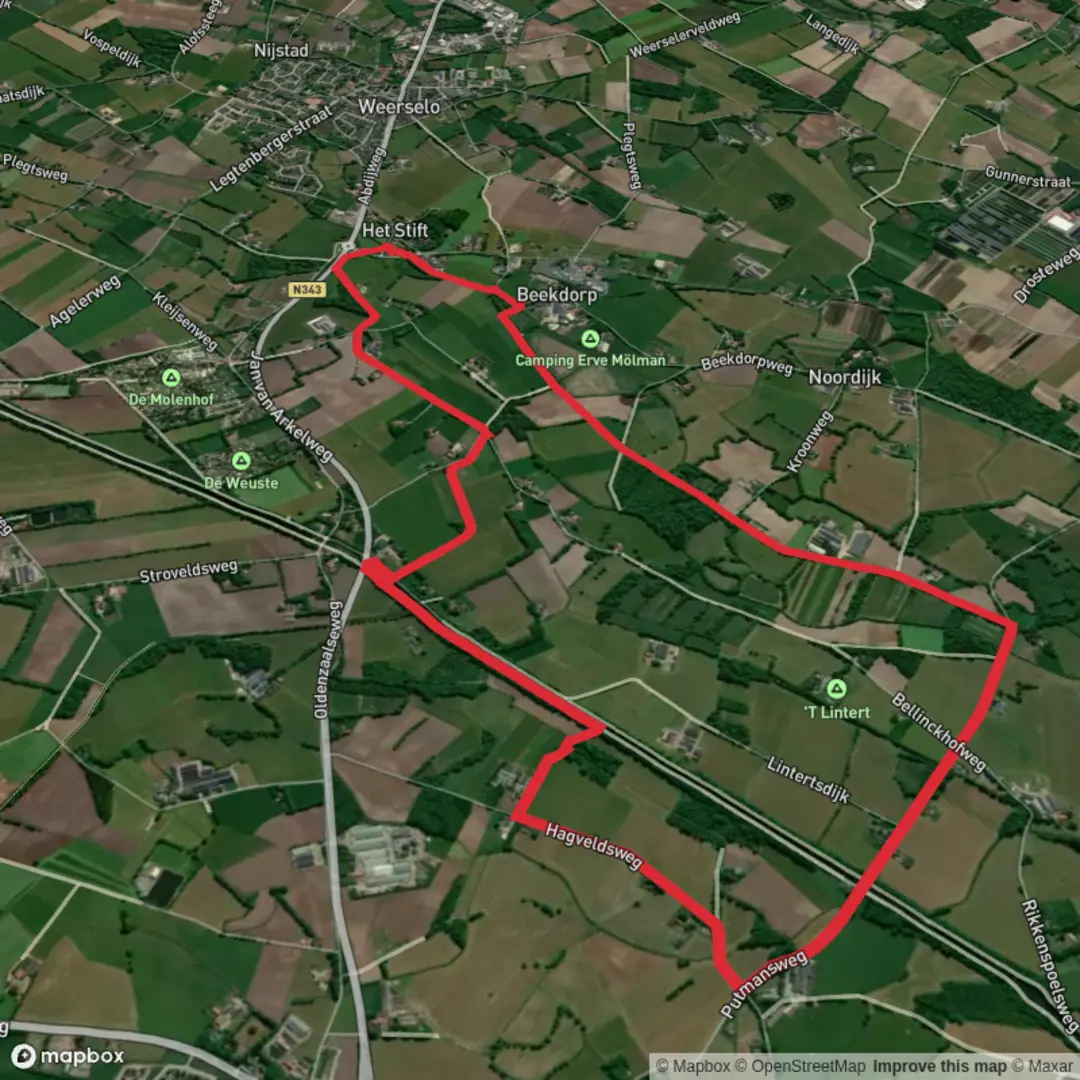 An image depicting the trail Munsterhoek and Stempelsdijk Loop 2 and its surrounding area.