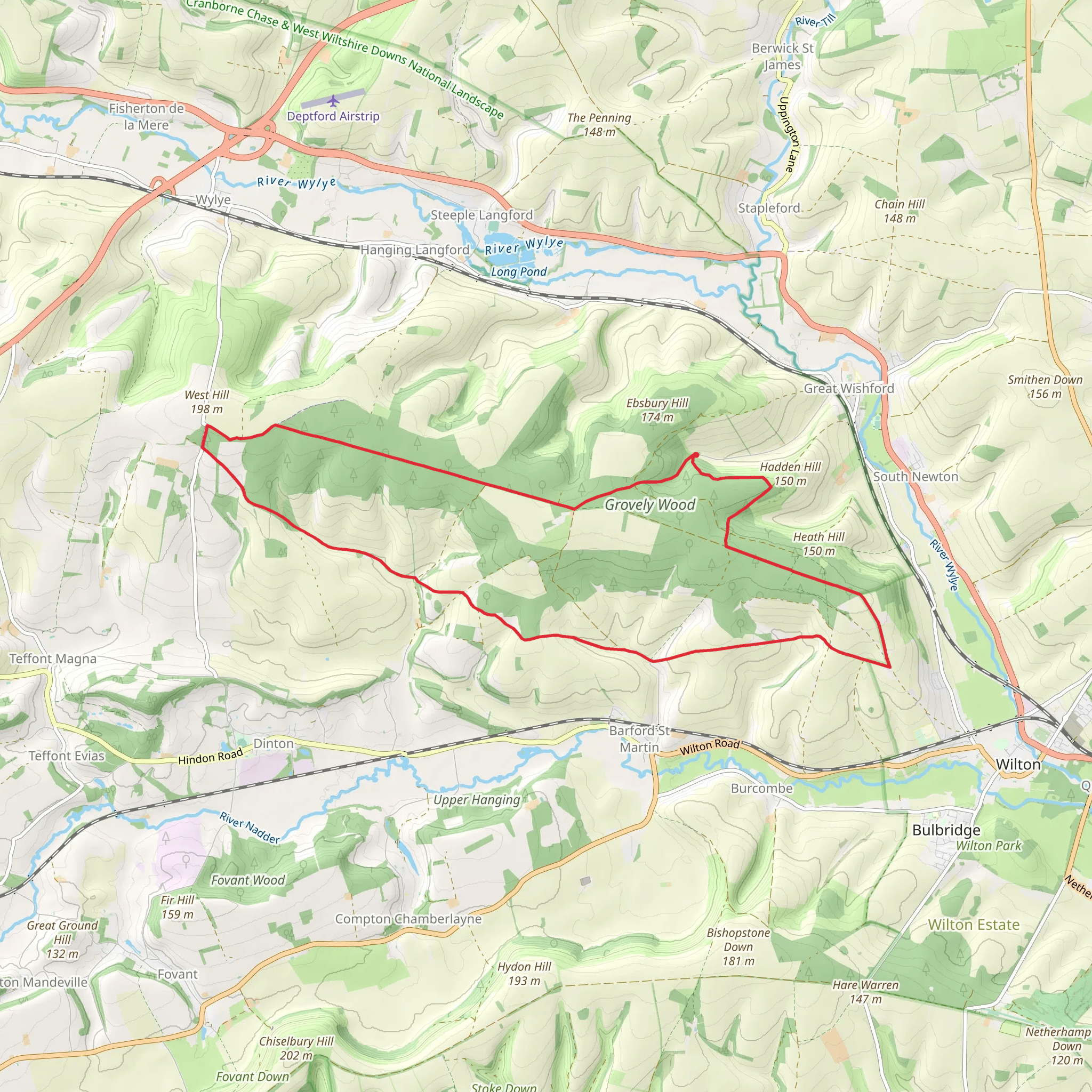 Grovely Wood Loop - Baverstock mobile static map