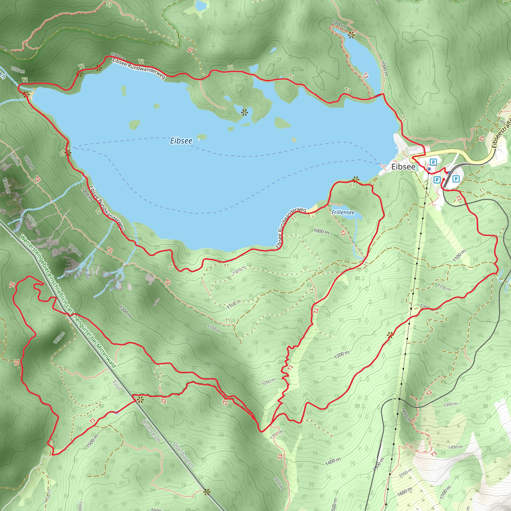 Eibsee and Hochthorle Hutte Loop mobile static map