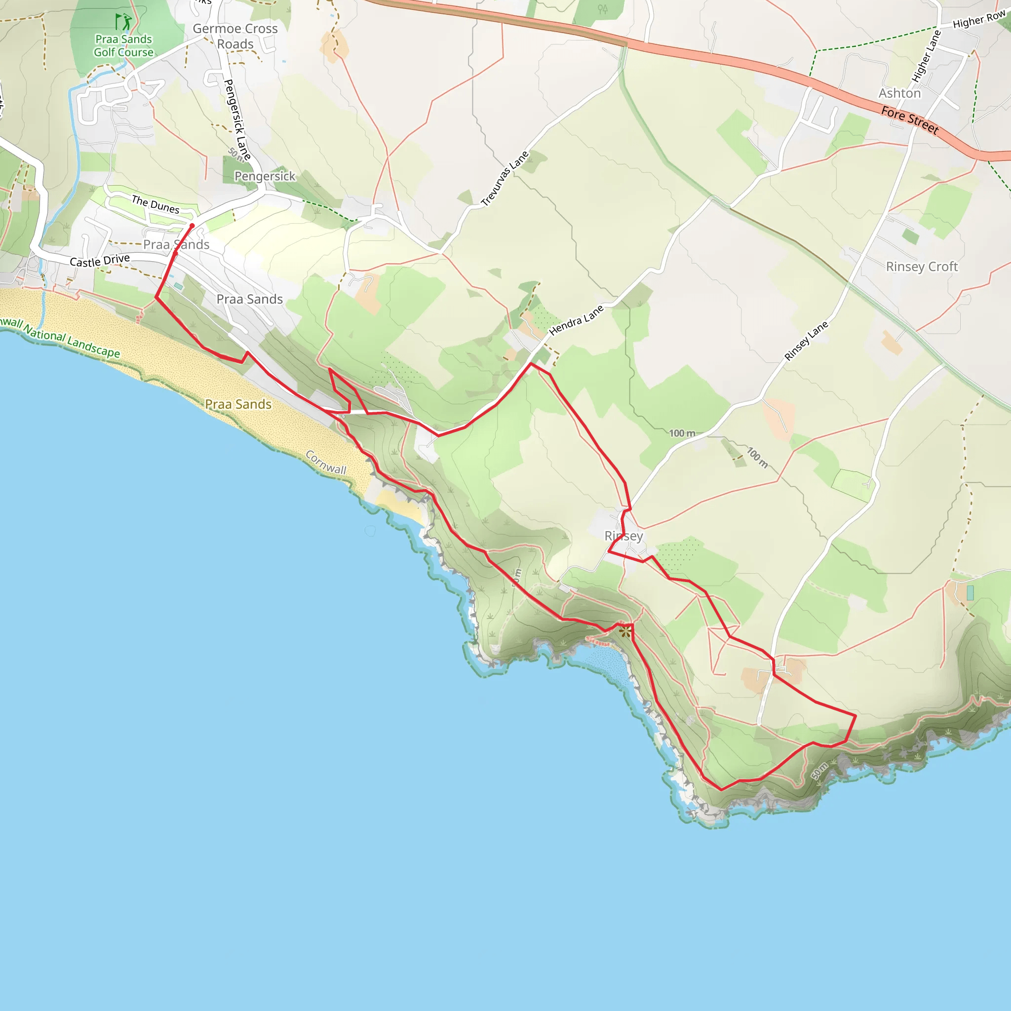 Praa Sands HP - The Rinsey Walk mobile static map