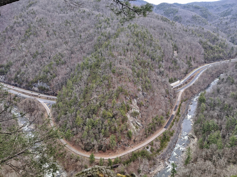An image depicting the trail Rube Rock, Appalachian Trail, and Groundhog Creek Loop Trail and its surrounding area.
