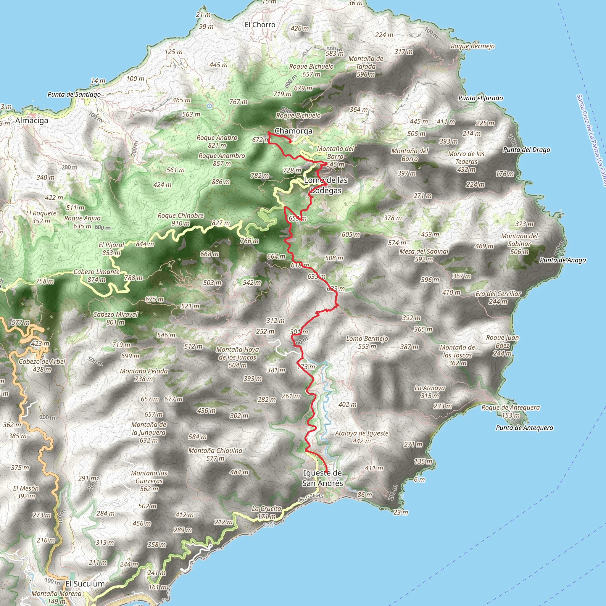 Chamorga - Igueste de San Andrés PR TF 5 mobile static map