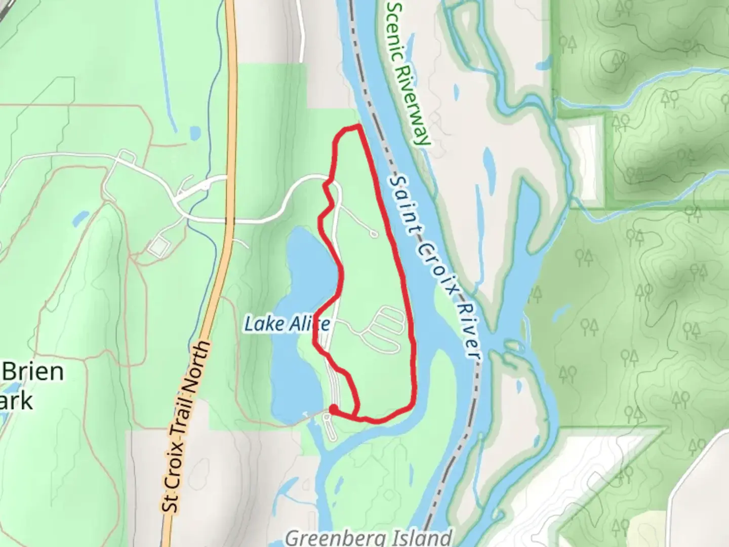 An image depicting the trail Saint Croix River via Riverside Loop Trail and its surrounding area.
