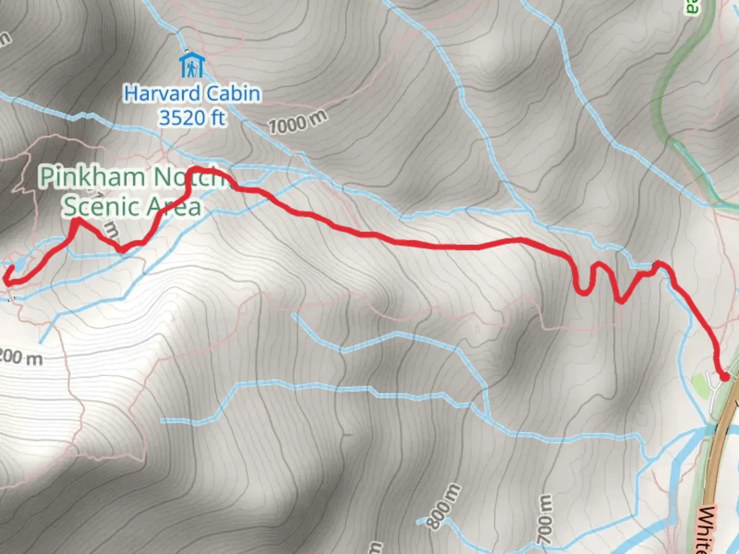 An image depicting the trail Hermit Lake via Tuckerman Ravine Trail and its surrounding area.