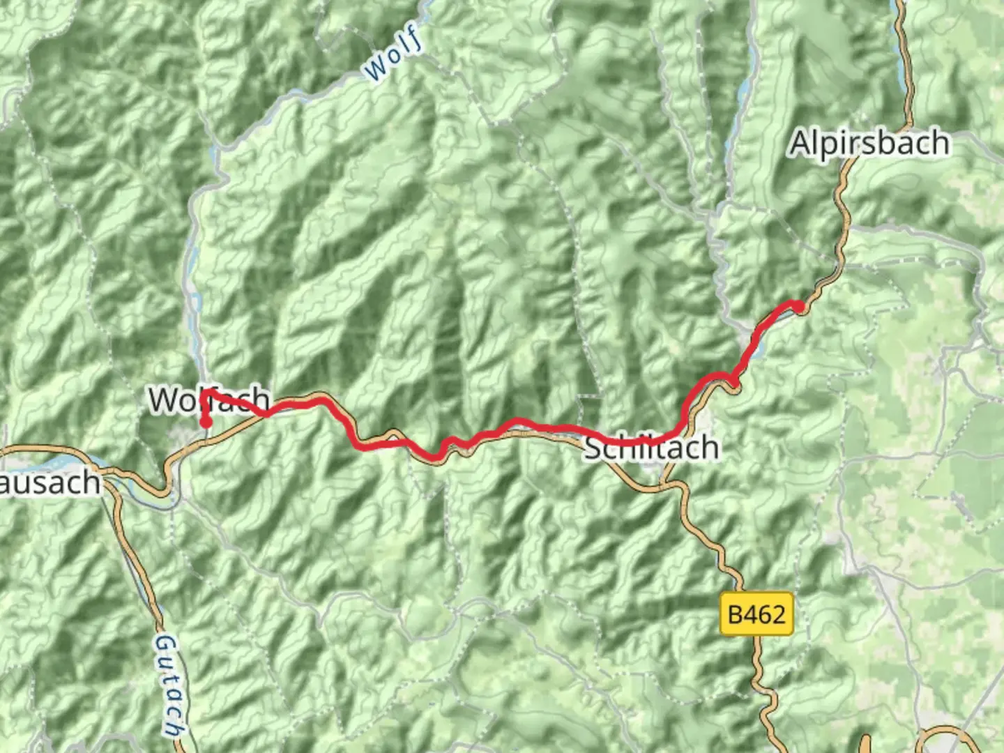 An image depicting the trail Schenkenzell to Wolfach Walk and its surrounding area.