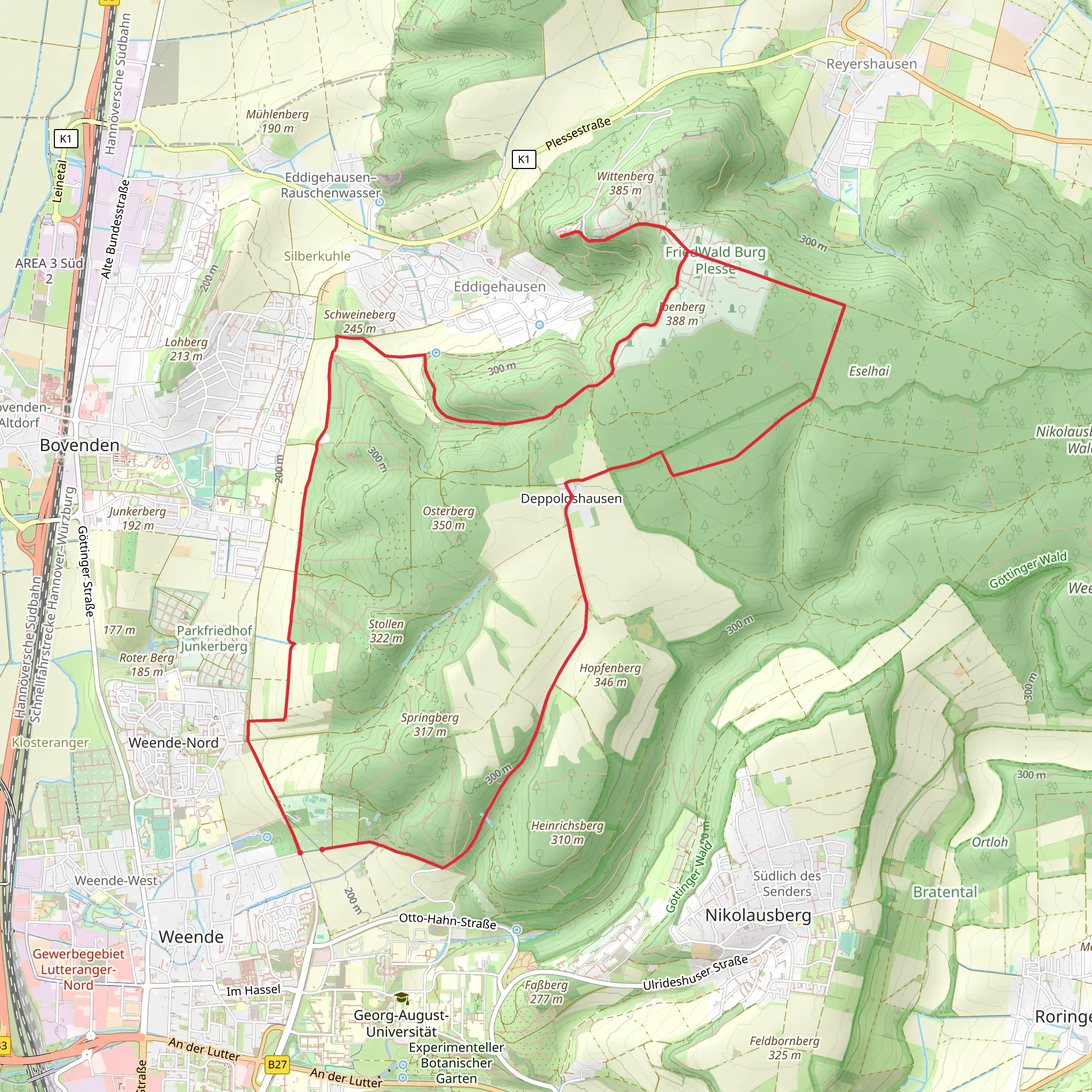Solling-Harz Querweg and Plesse-Menschenrechtspfad mobile static map