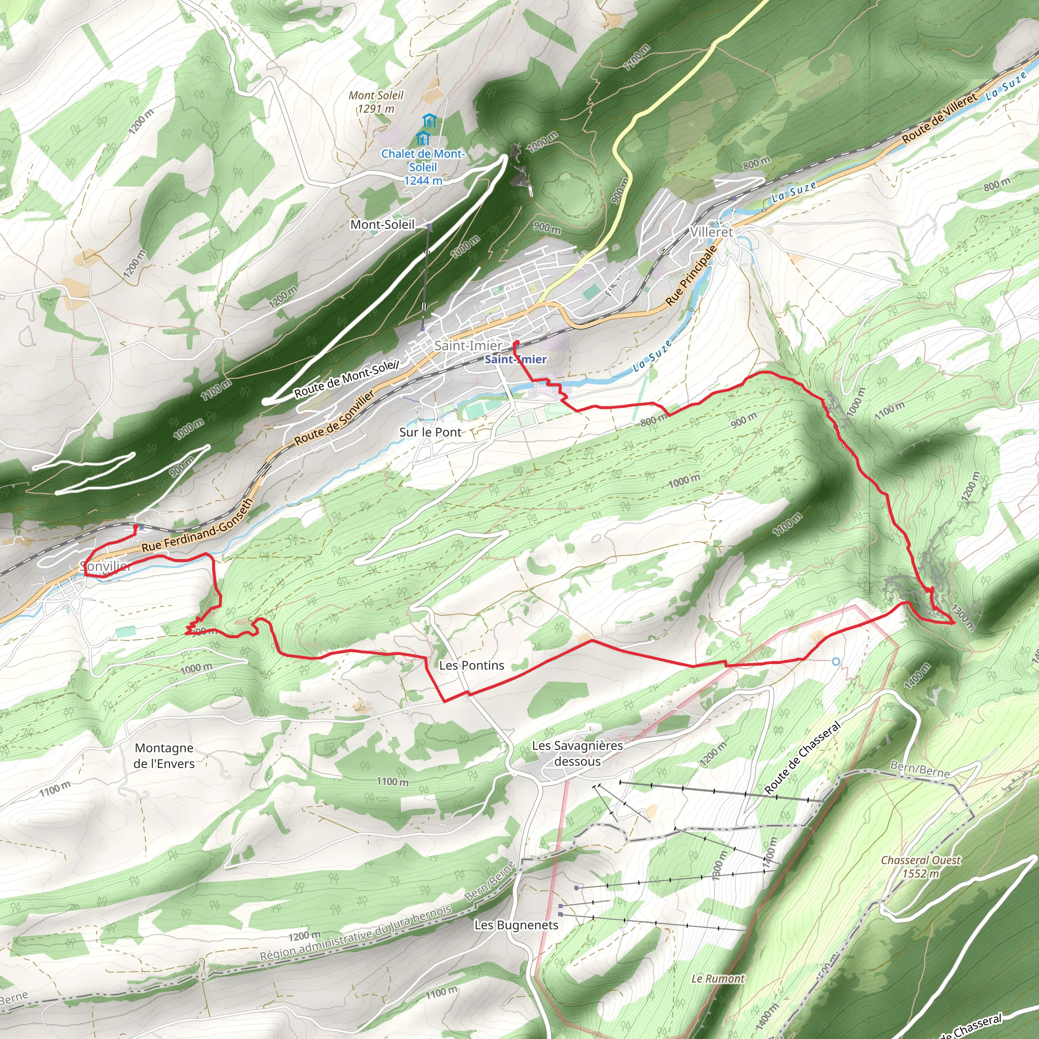 St Imier to Sonvilier Trail mobile static map