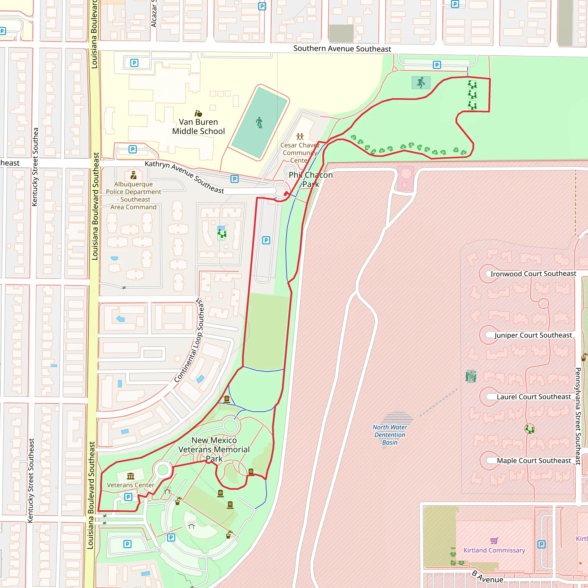 Phil Chacon Park and New Mexico Veterans Memorial Park Loop mobile static map