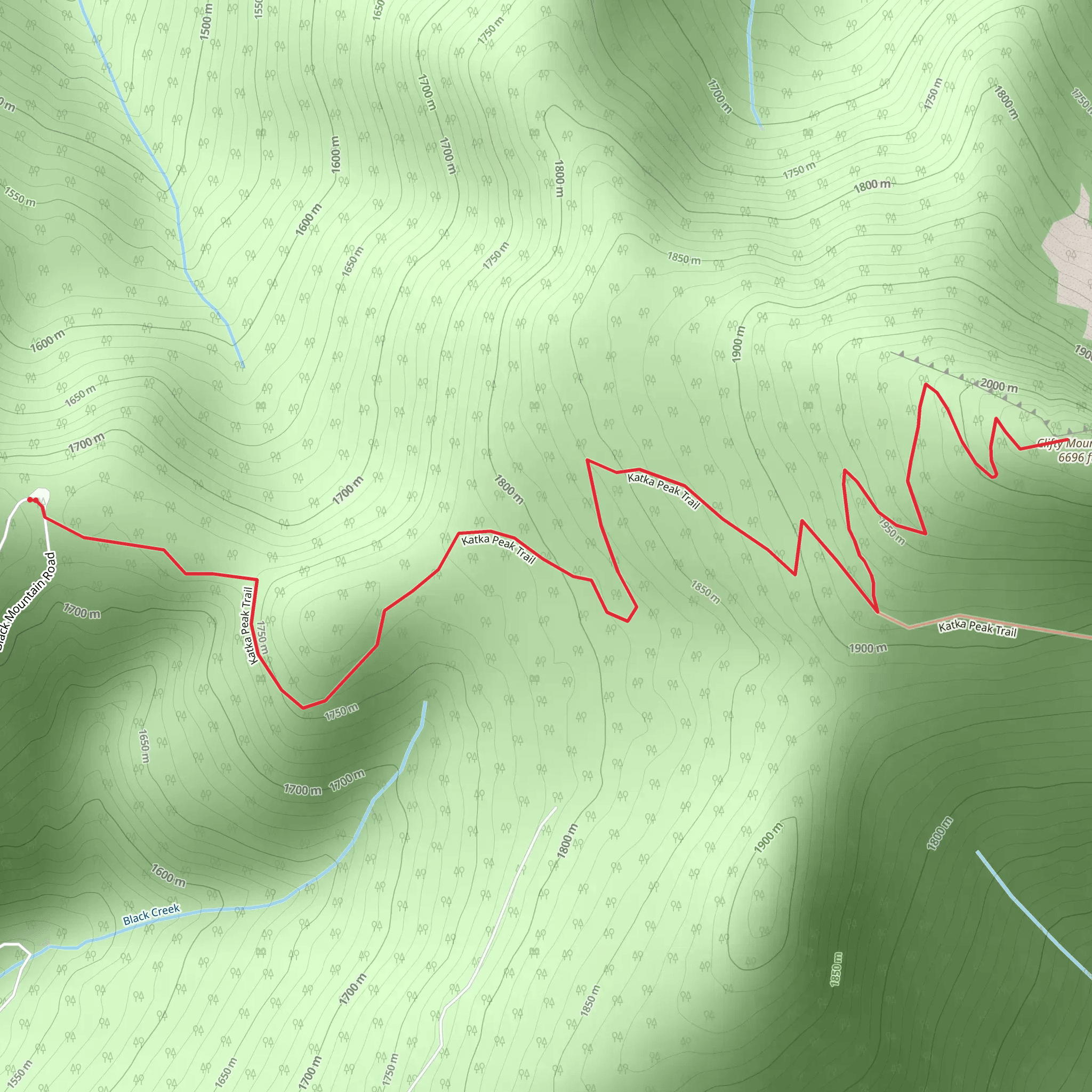 Clifty Mountain via Katka Peak Trail mobile static map