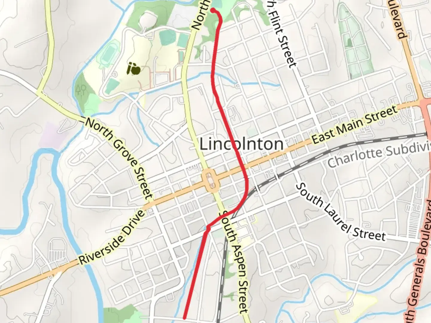 An image depicting the trail Marcia H Cloninger Rail Trail and its surrounding area.