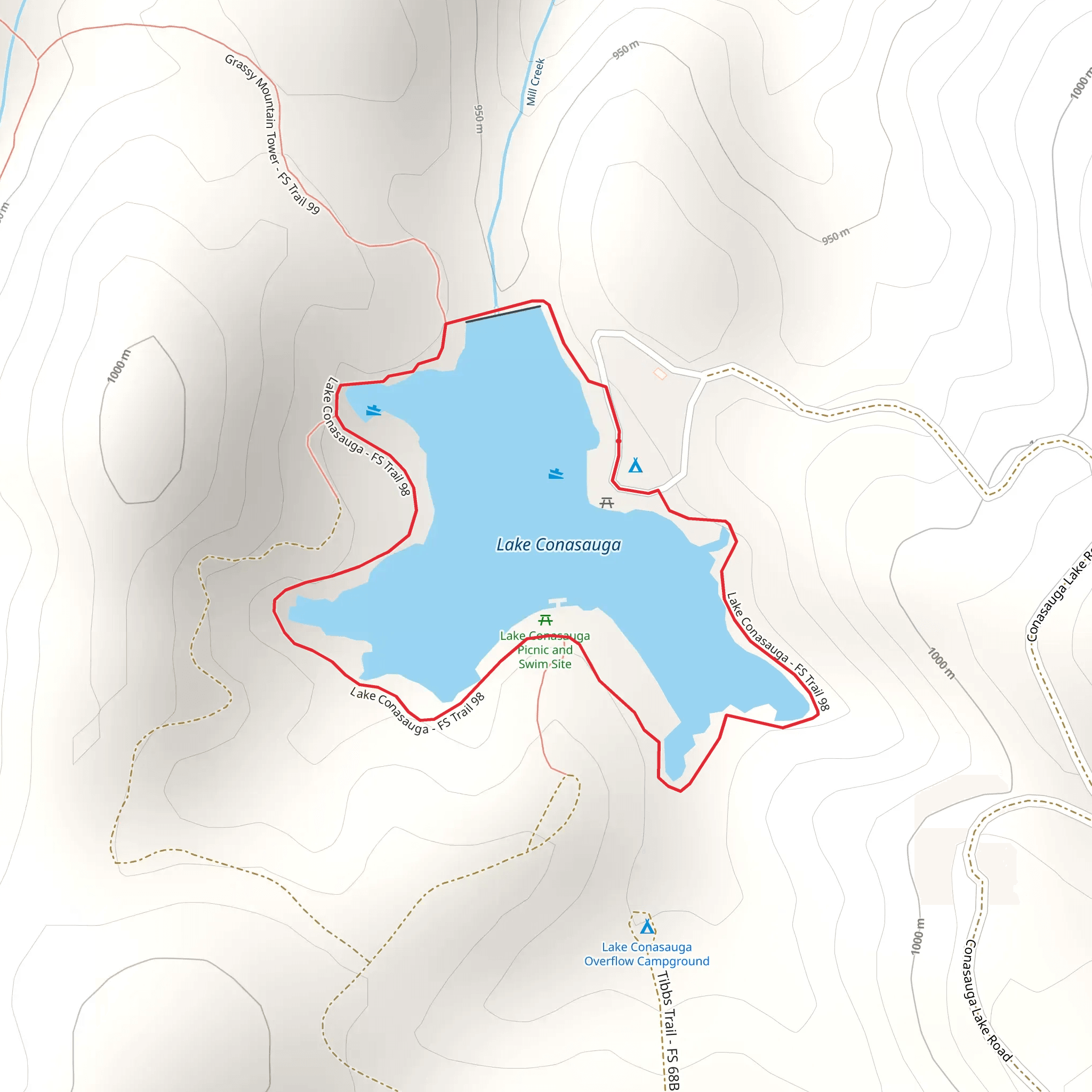 Lake Conasauga Loop mobile static map