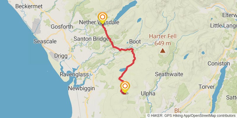 John Peel Trail from Whicham to Caldbeck stage 2 Map