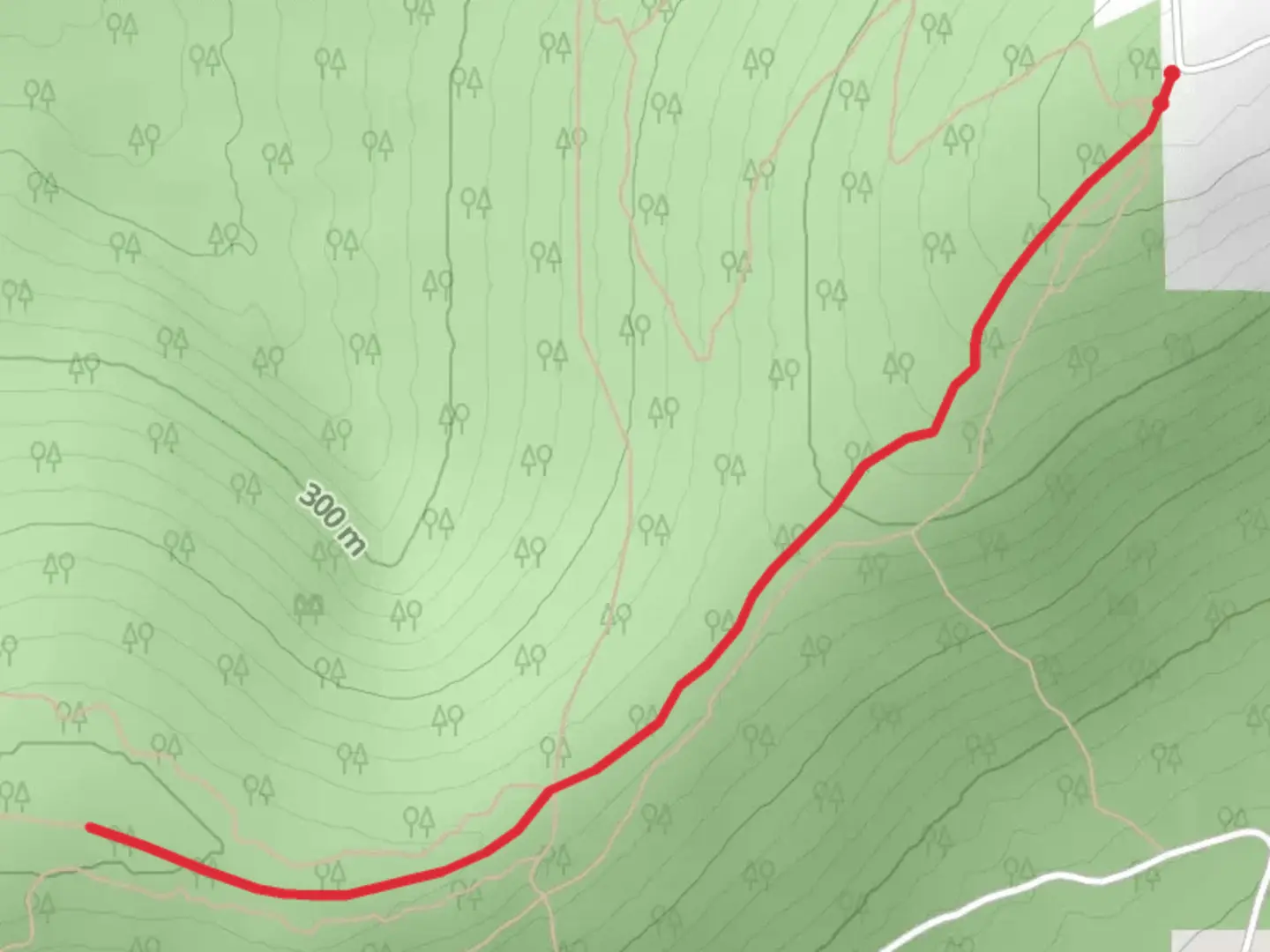 An image depicting the trail Mia Street Out and Back and its surrounding area.