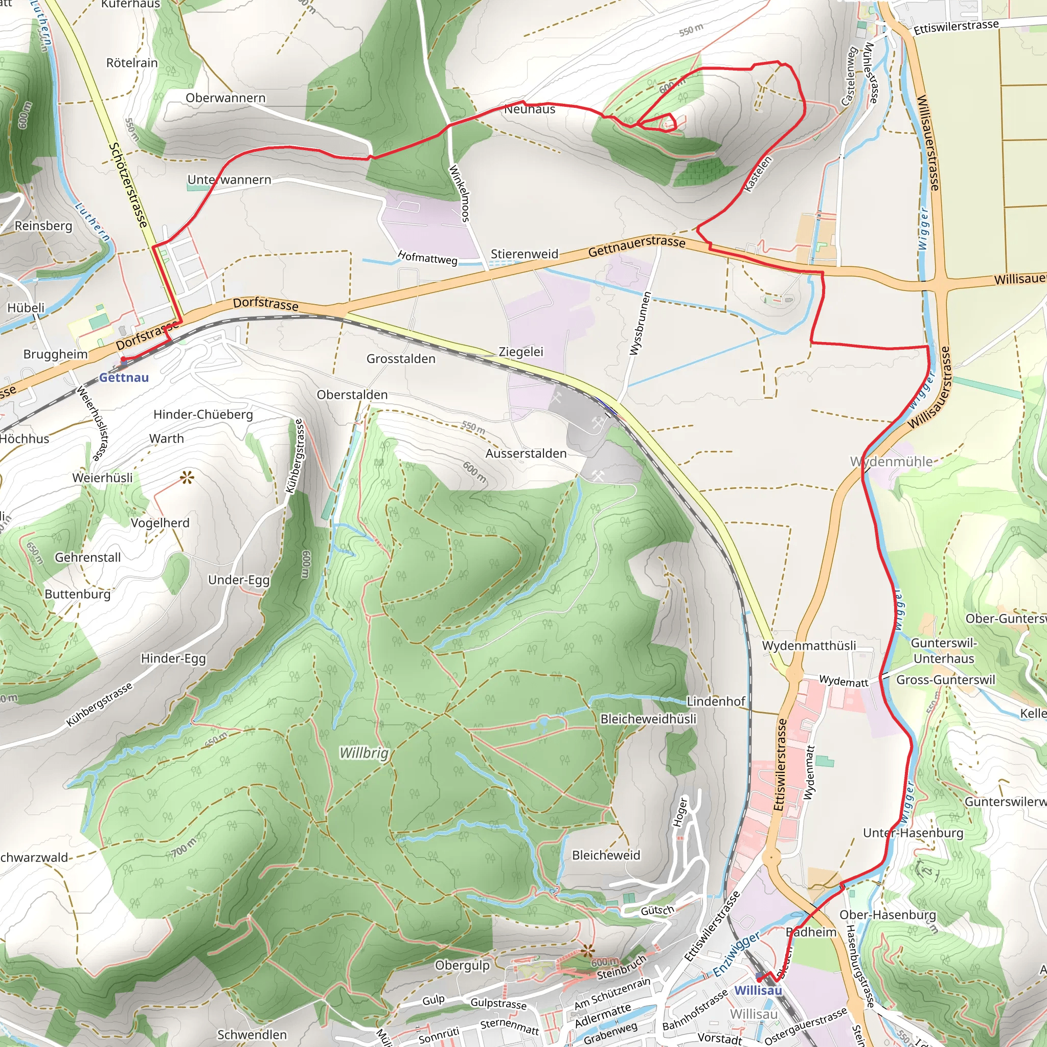 Gettnau - Willisau Walk mobile static map