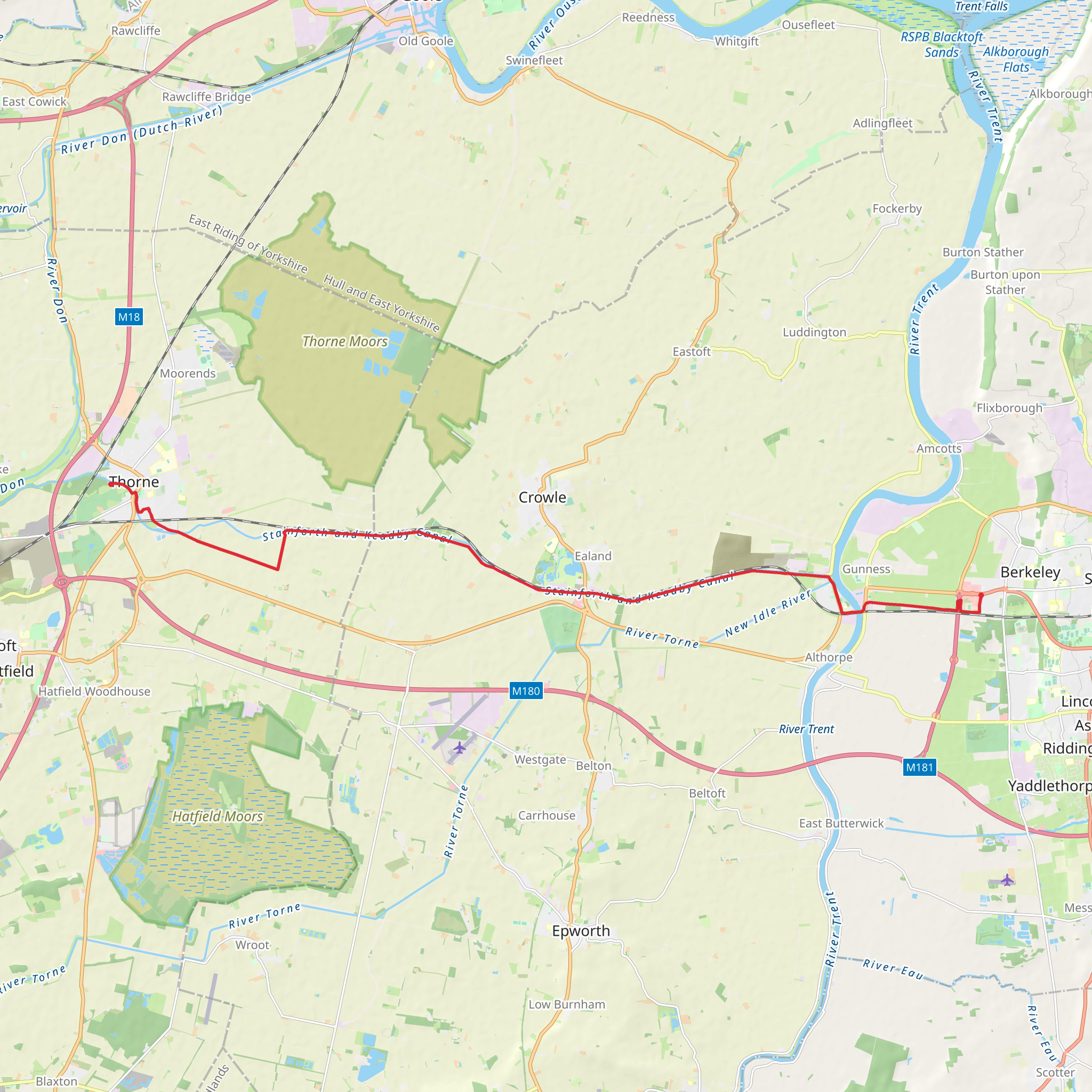 Thorne to Gunness Walk mobile static map