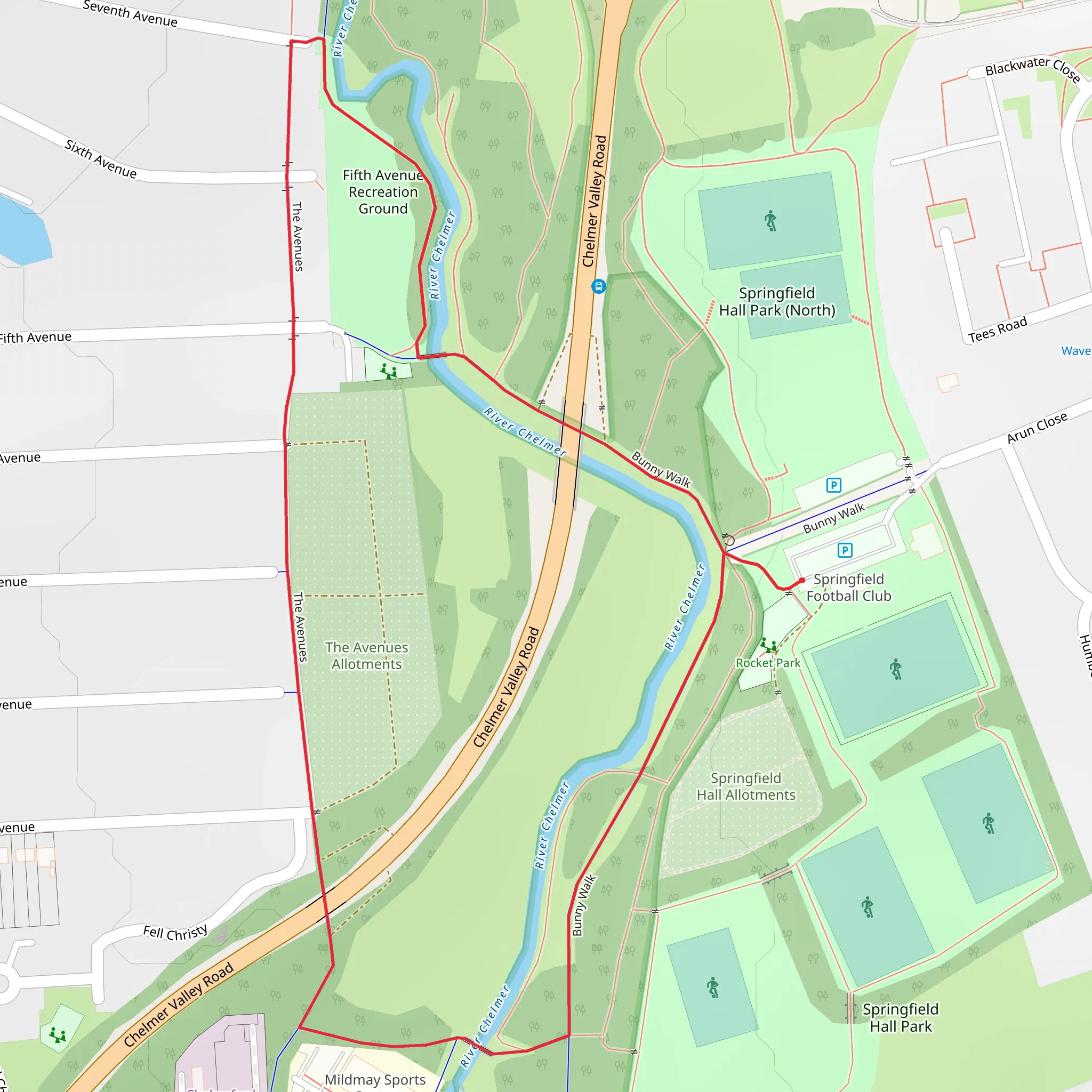 River Chelmer Loop - Rocket Park mobile static map