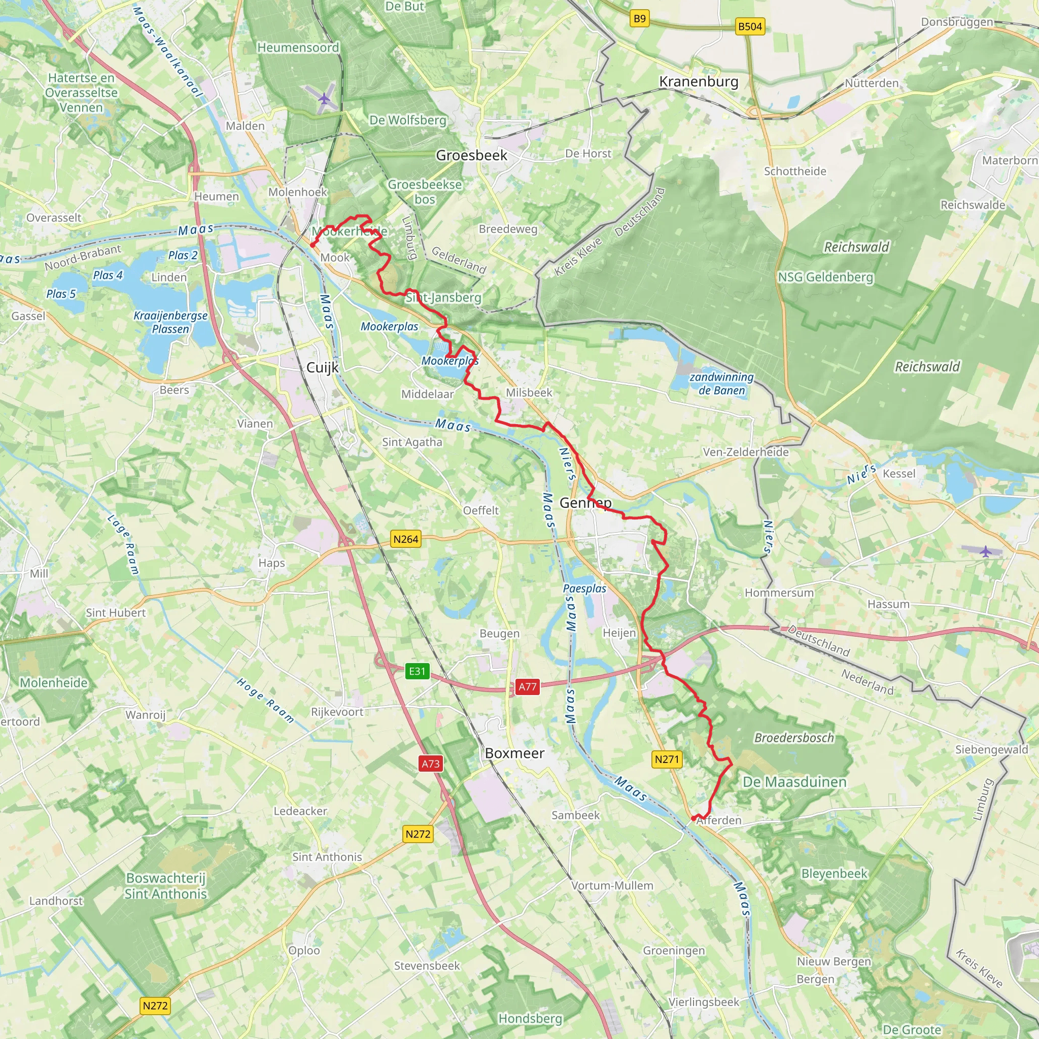 Veldweg to Veer naar Sambeek via De Bloksberg and Quin mobile static map